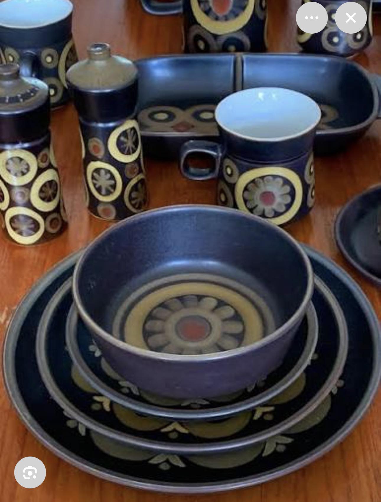 Vintage 1970s Denby Stoneware Arabesque pattern pottery