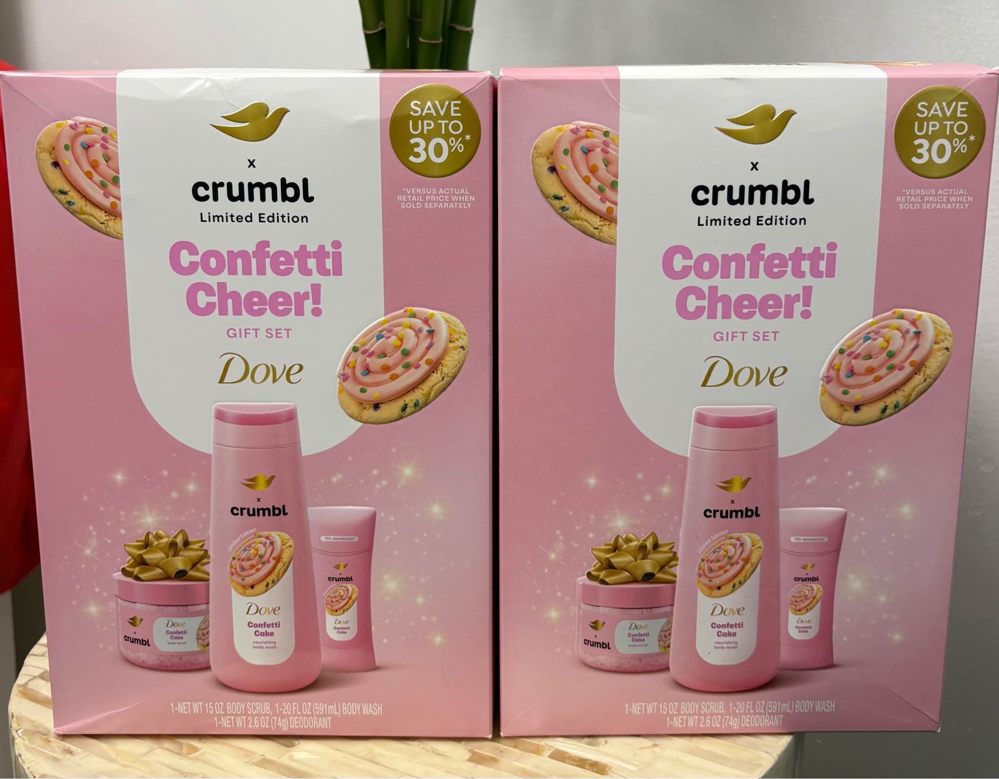 Limited edition Dove x Crumbl gift sets are available in Merry