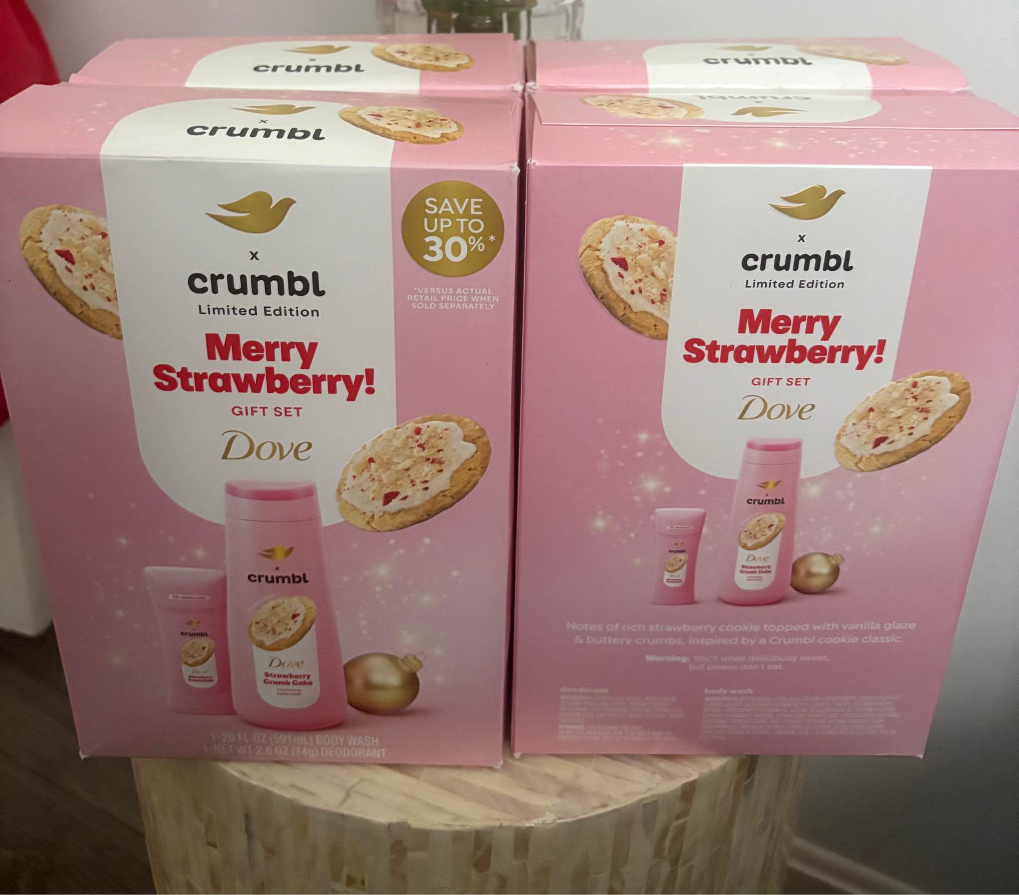 Limited edition Dove x Crumbl gift sets are available in Merry