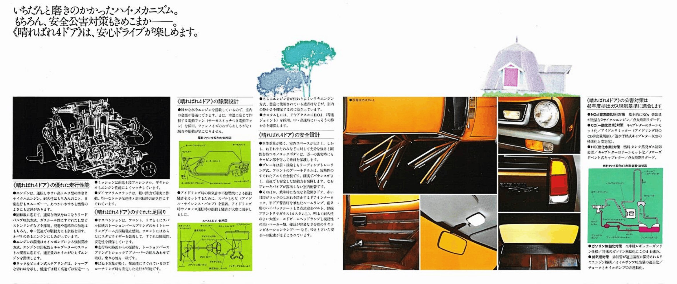 1973 Subaru REX 4Door Custom L/Super L/Luxury Brochure. Japan, 3