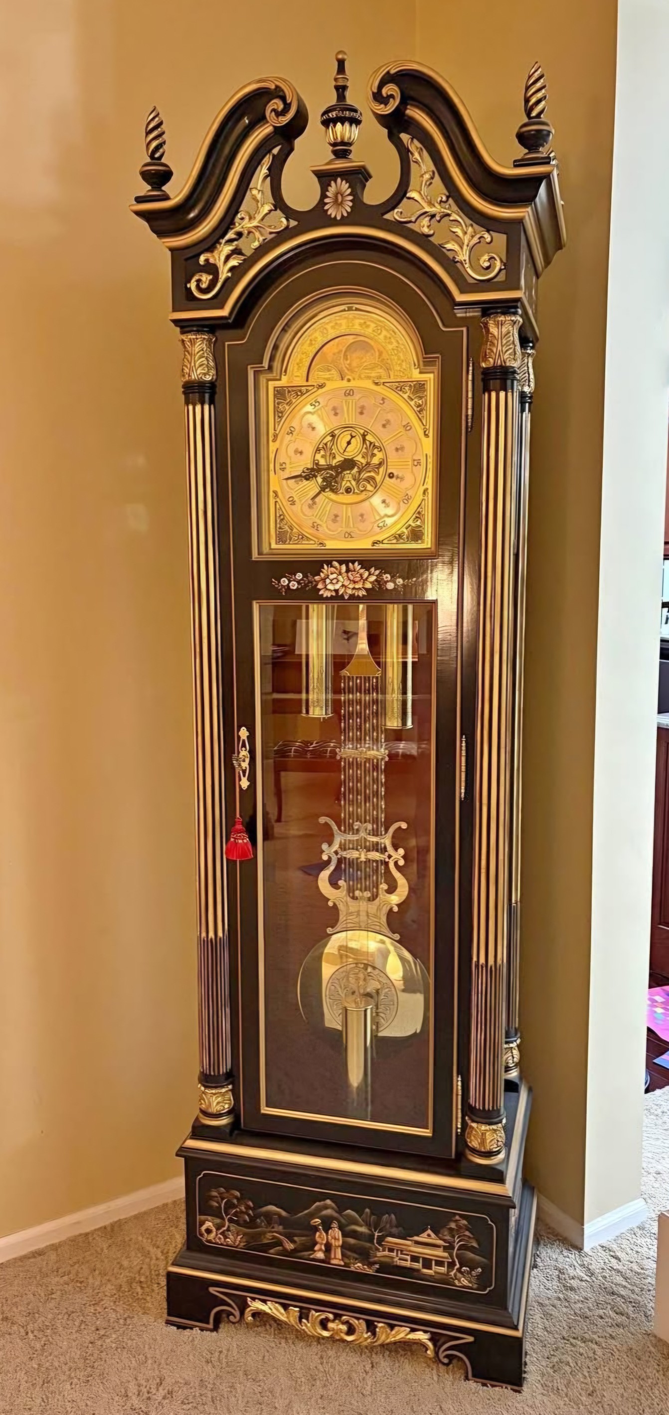 Custom Howard Miller triple chime grandfather clock