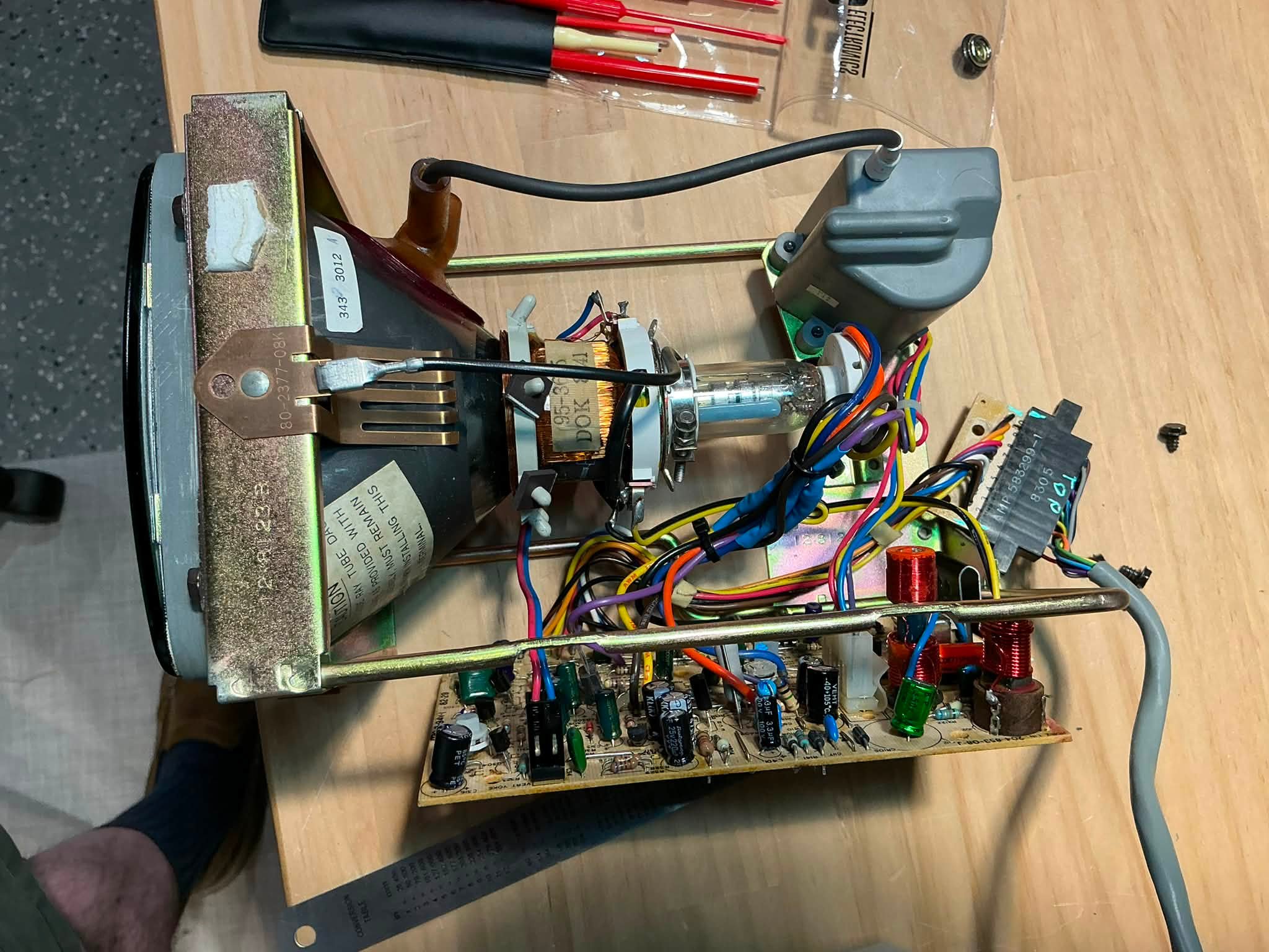 How to fix distorted CRT display on Osborne 1a computer?