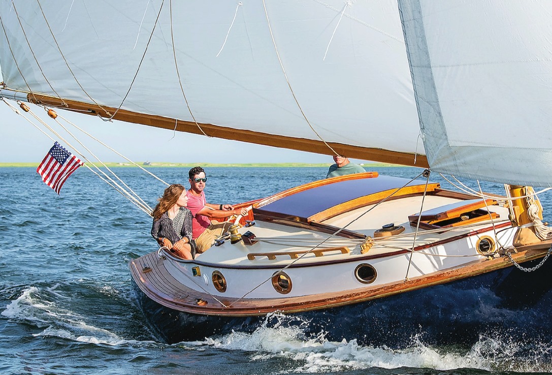 WoodenBoat Meet LIBELLULE, the largest catboat Arey's...