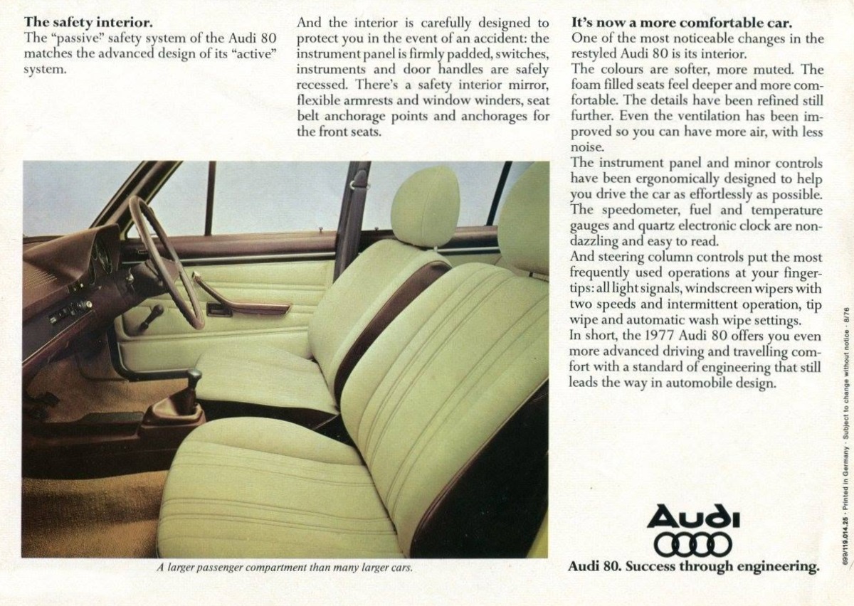 Heikki - 8. 1977 Audi 80 Brochure. RHD International English. 8
