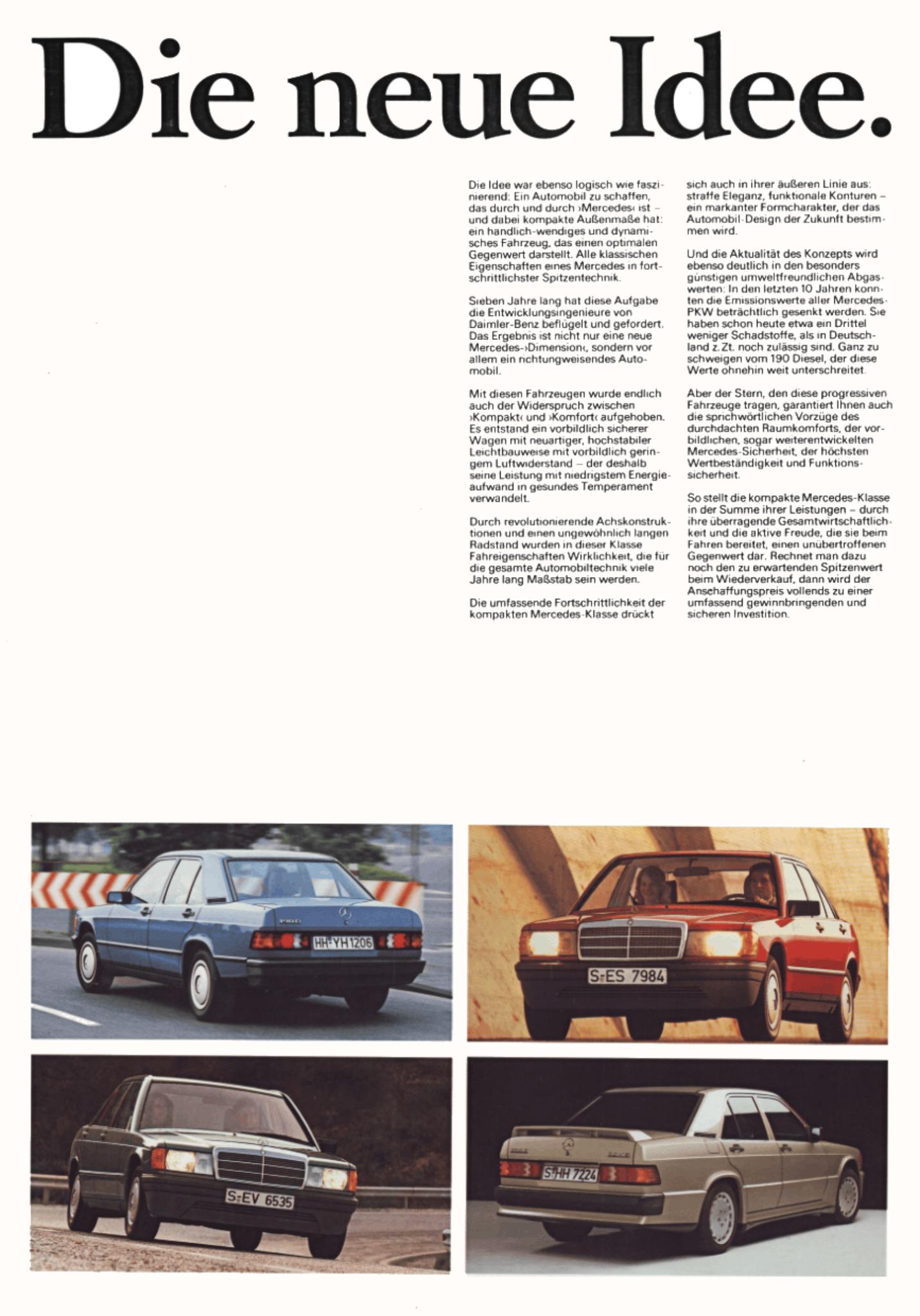 1987 Mercedes-Benz W201 190 E 2.3-16 brochure from Germany