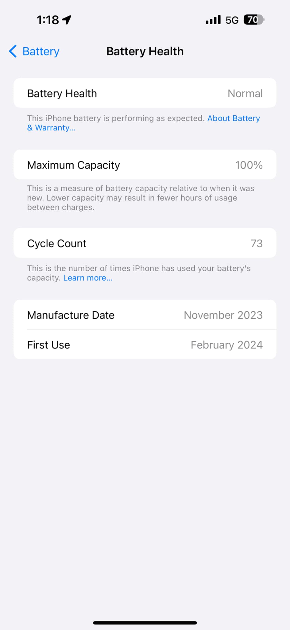 The battery health of the iPhone 15 Pro Max reached 86% even after