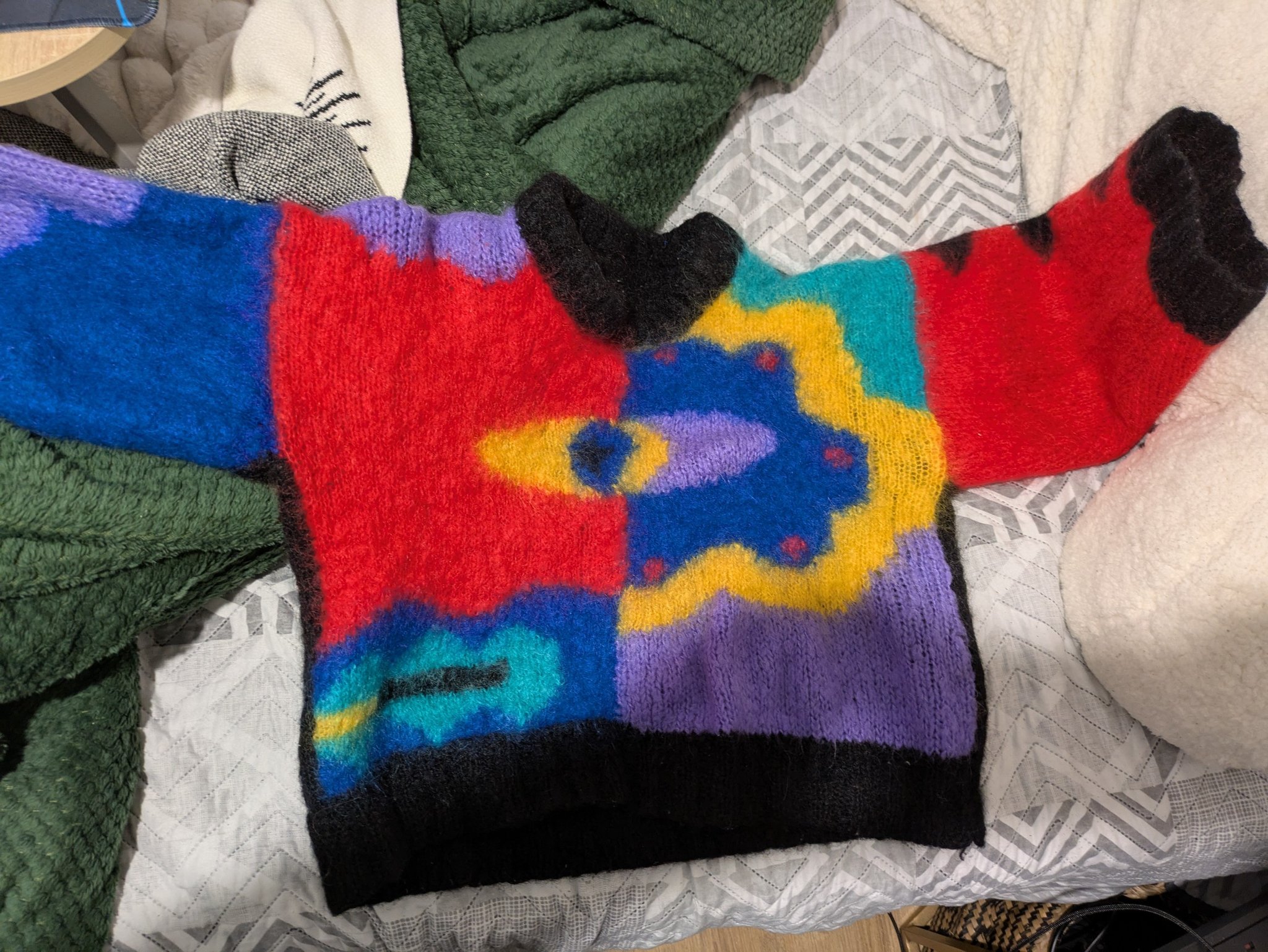Vintage Canadian hand-knitted ski sweater made from virgin wool