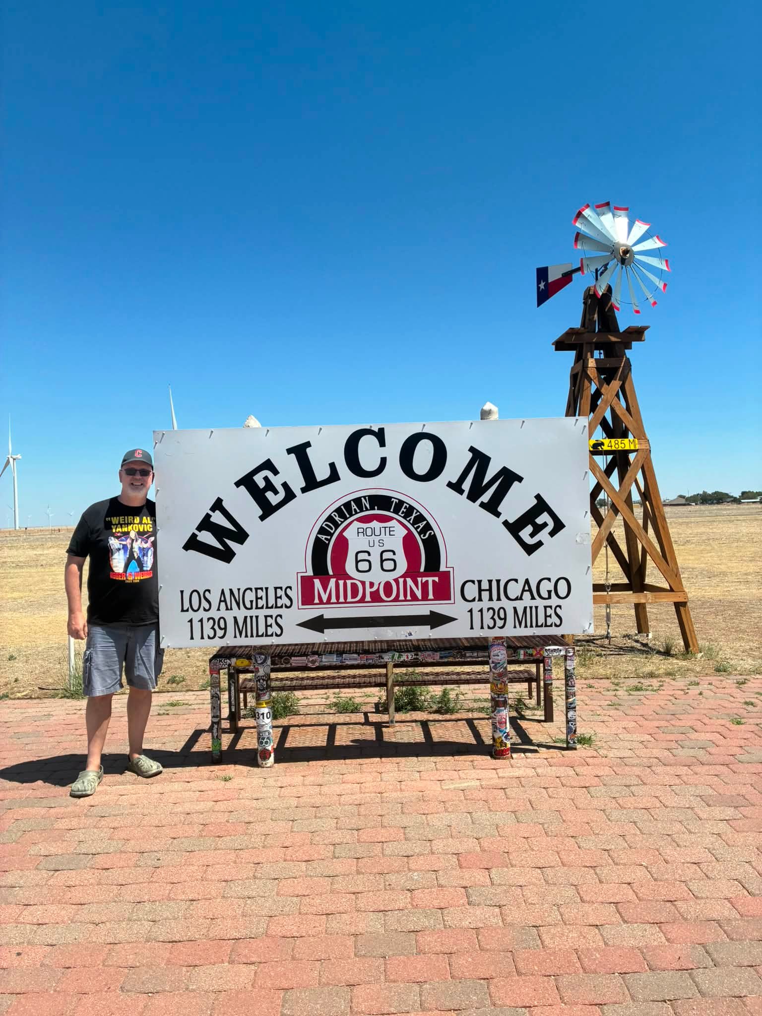 Day 8: Tucumcari, NM to Shamrock, TX. We stopped at the Midpoint