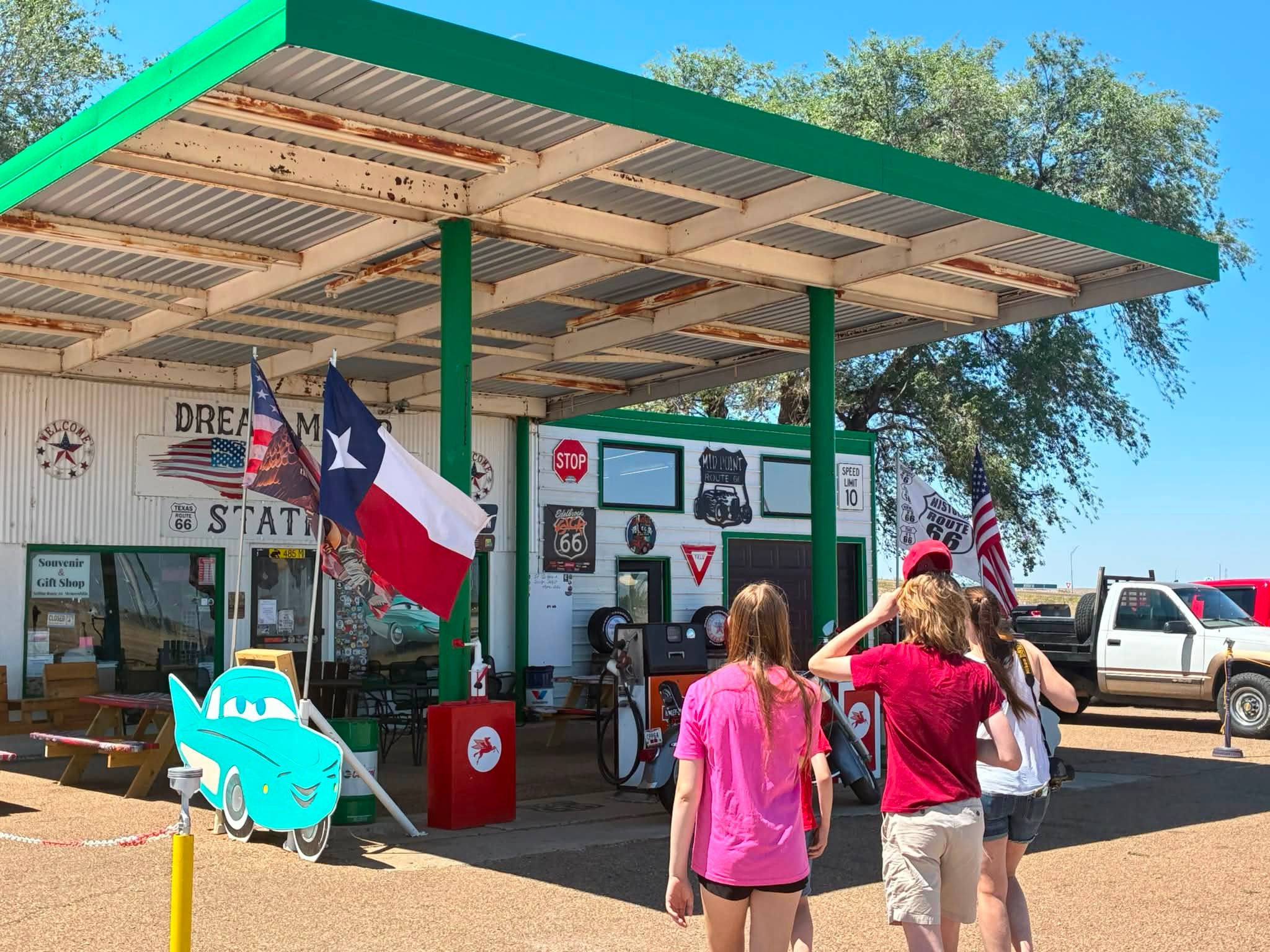 Day 8: Tucumcari, NM to Shamrock, TX. We stopped at the Midpoint
