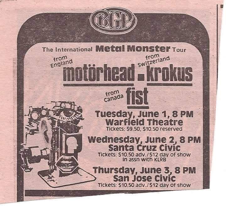 Motorhead's 1982 Seattle appearance and car bash event