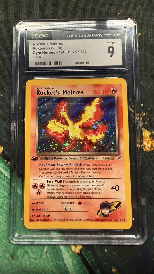 first edition moltres pokemon card Holo Fossil 1st #12 PSA 8 [RRR] Fire Wall (40) If an attack does damage to Rockets Moltres during your opponents next turn (even if Rockets Moltres is Knocked Out) Card Pokémon - Moltres Holo