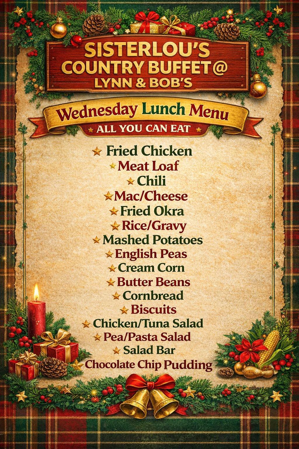 Wednesday lunch menu | Facebook