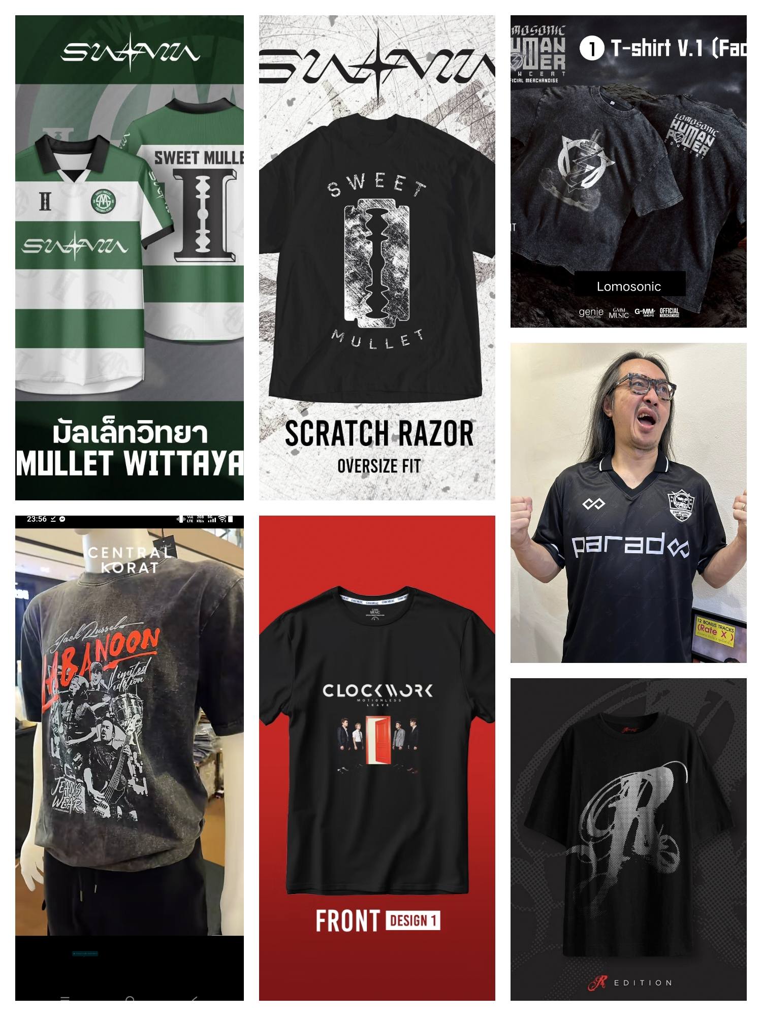 selling various shirts and clothing items
