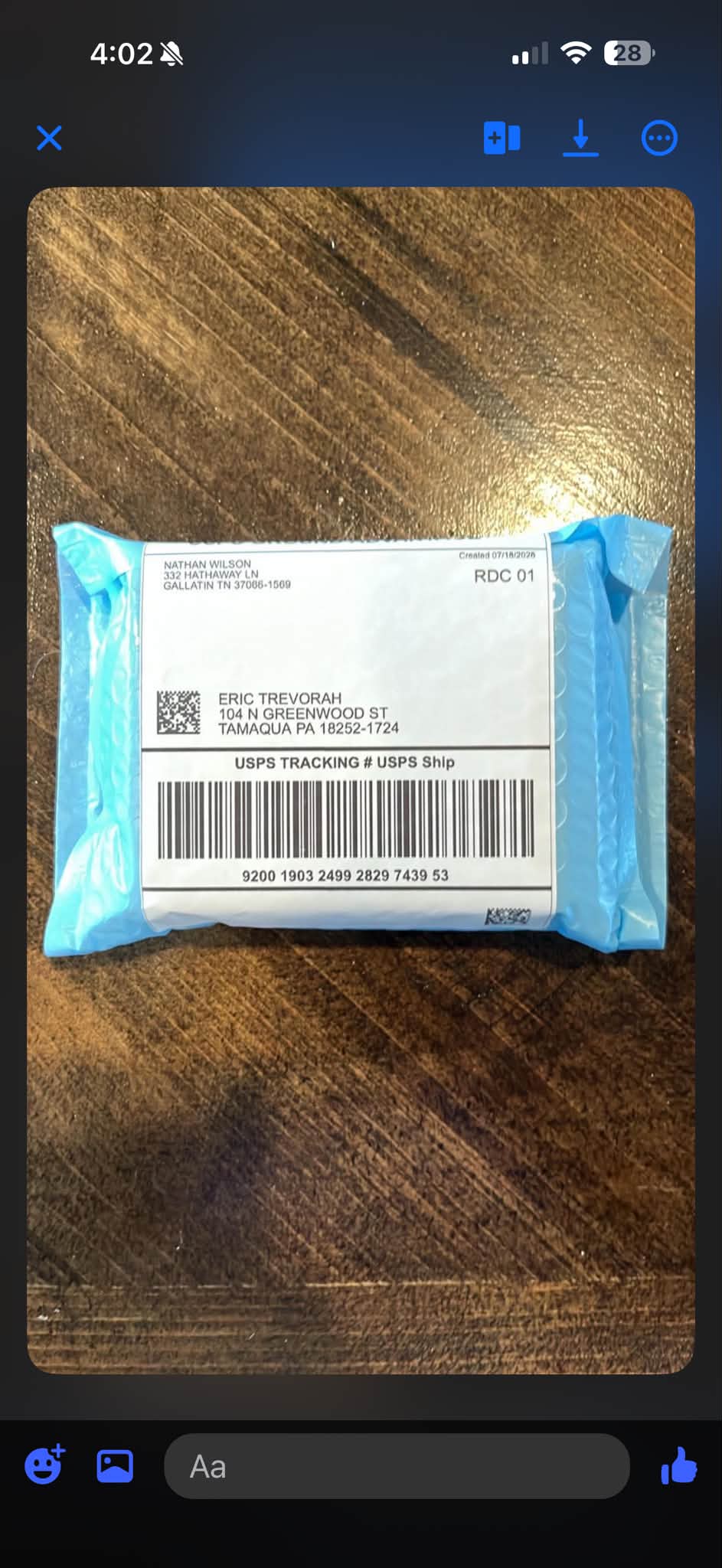 paku様 ご確認 USPS package delivered to wrong address in Tamaqua, PA area