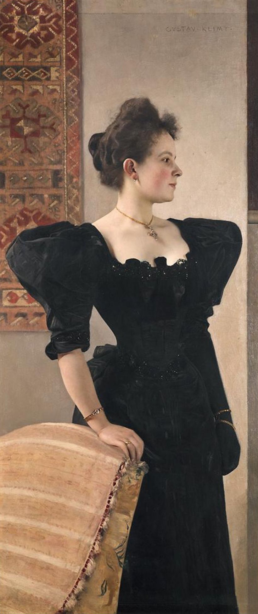 Gustav Klimt's Painting of a Lady in a Black Dress
