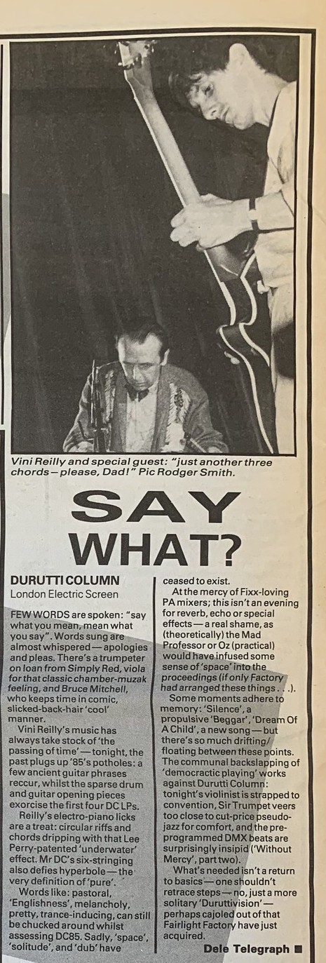 Recorded live in Japan 1985. Domo Arigato - The Durutti Column