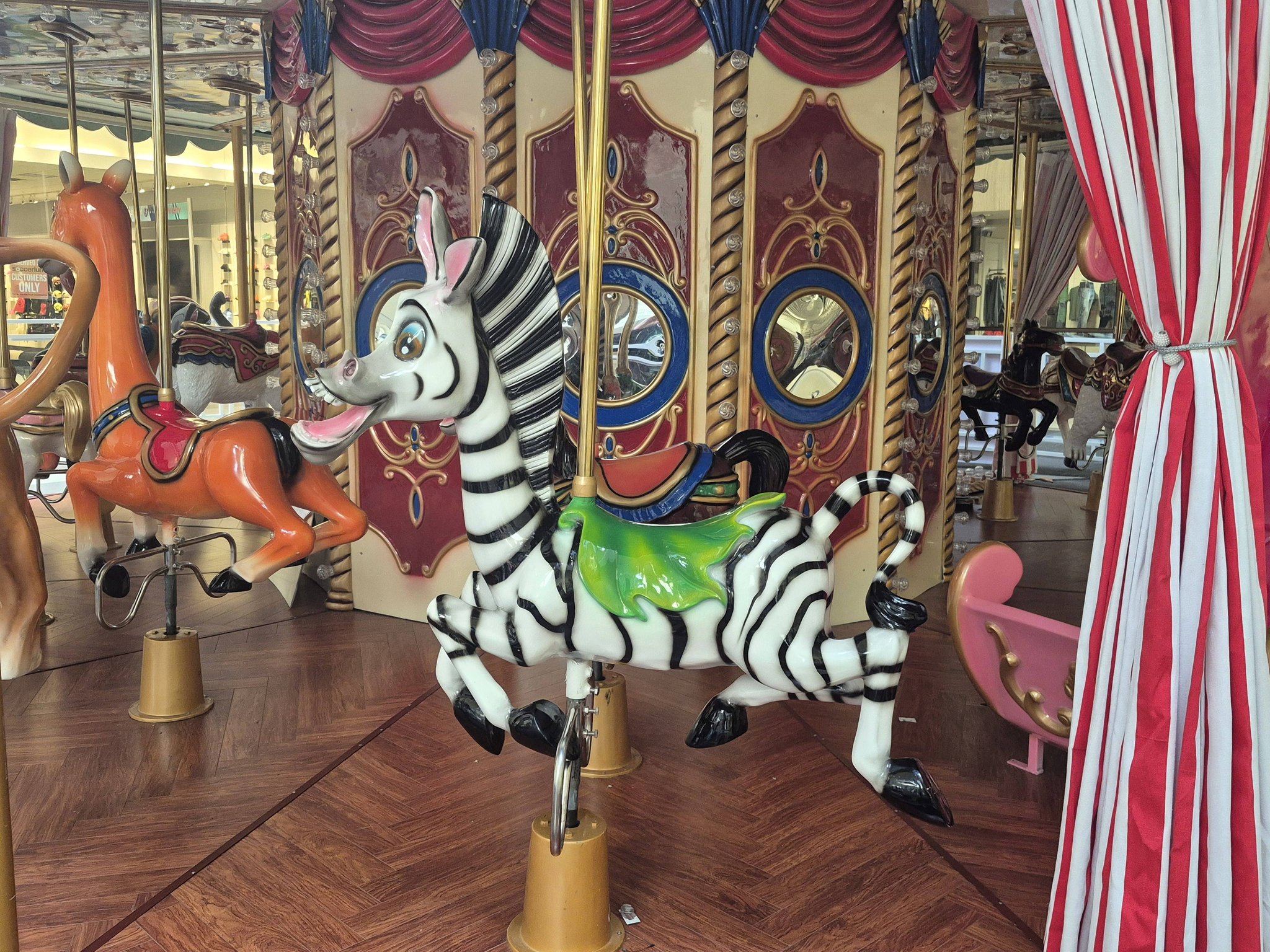 Unusual Zebra Carousel Horse at Oak Park Mall in Overland Park, Kansas