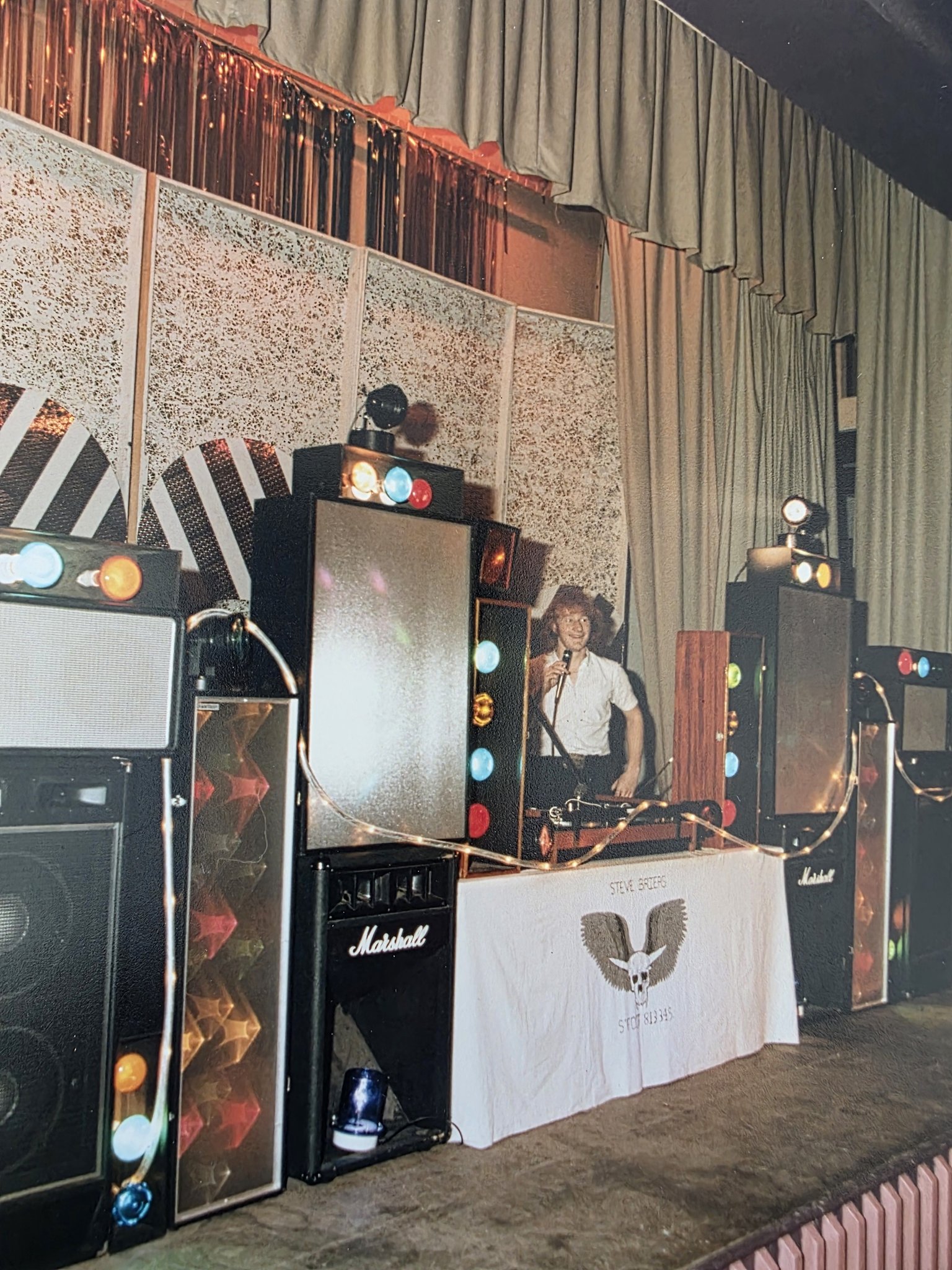 Vintage DJ roadshow setup from 1981 with classic rock inspiration