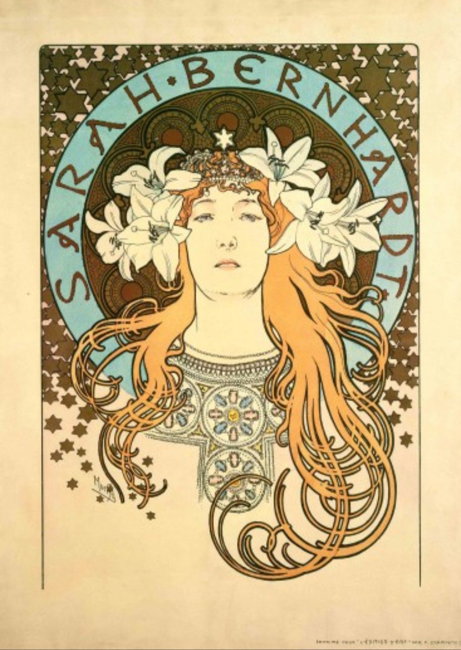 Alphonse Mucha's 1896 lithograph of Sarah Bernhardt