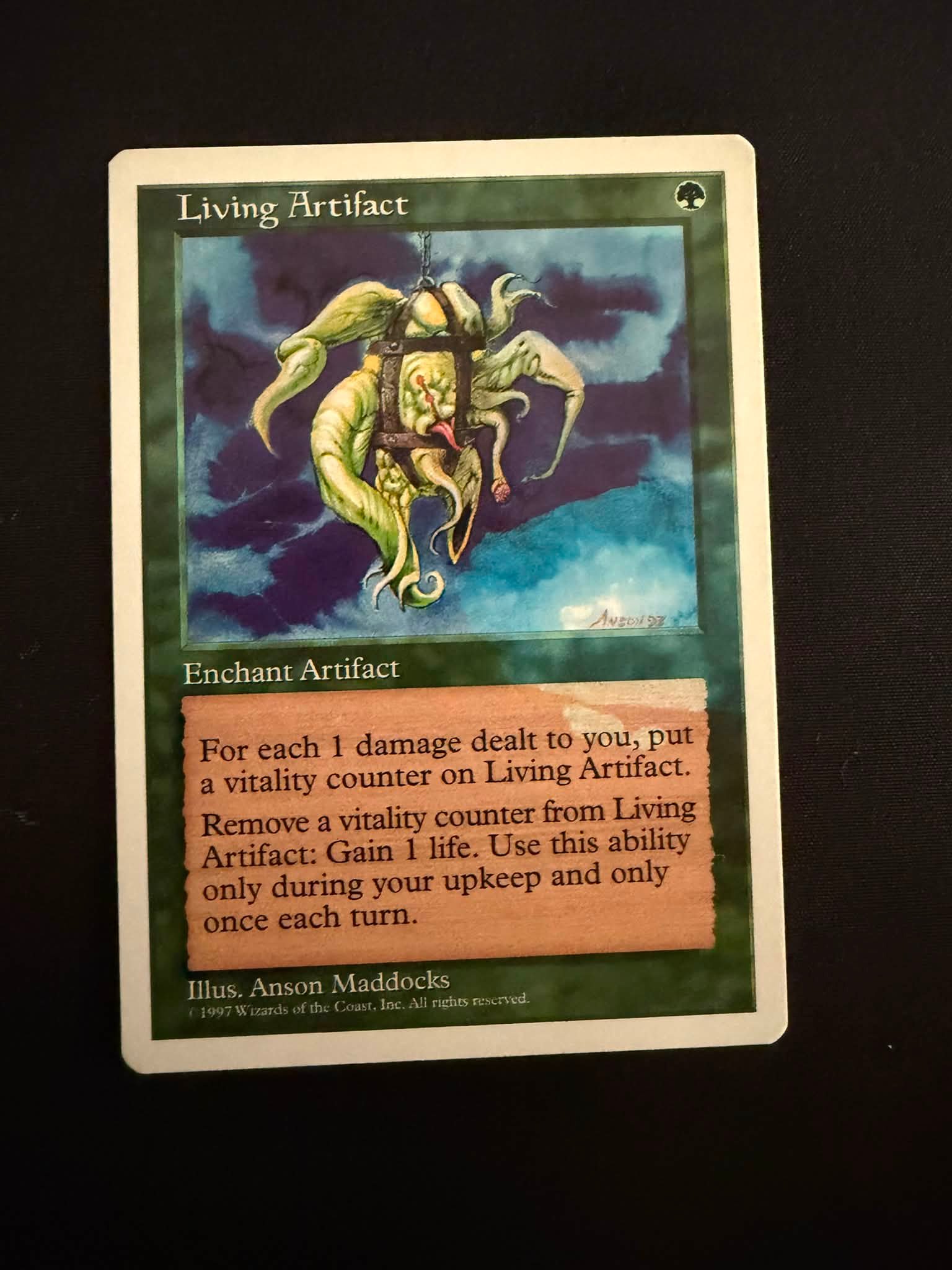 マジックザギャザリング　Living Artifact エラーカード Living Artifact with obstruction error from Magic: The Gathering