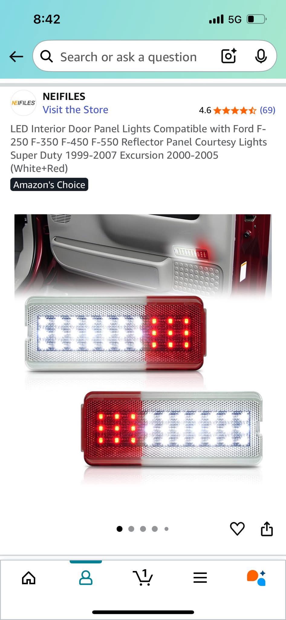 Pair Of Red Inside Door Reflector Lights For 1999-2007 Ford F250-F550 Super Duty 9 thumbnail image