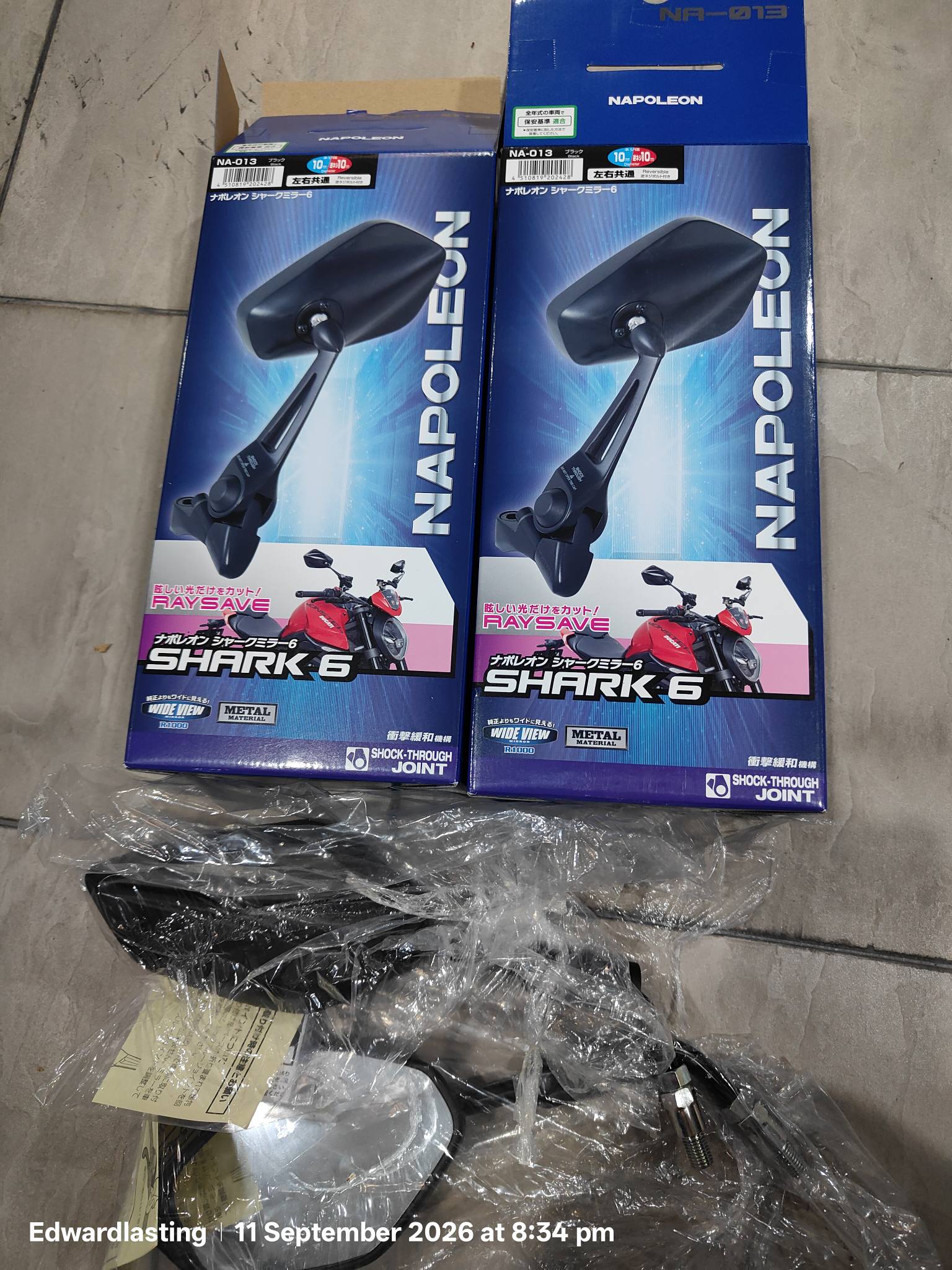 Tanax Napoleon NA-013 Shark Mirror 6 Black motorcycle mirror with