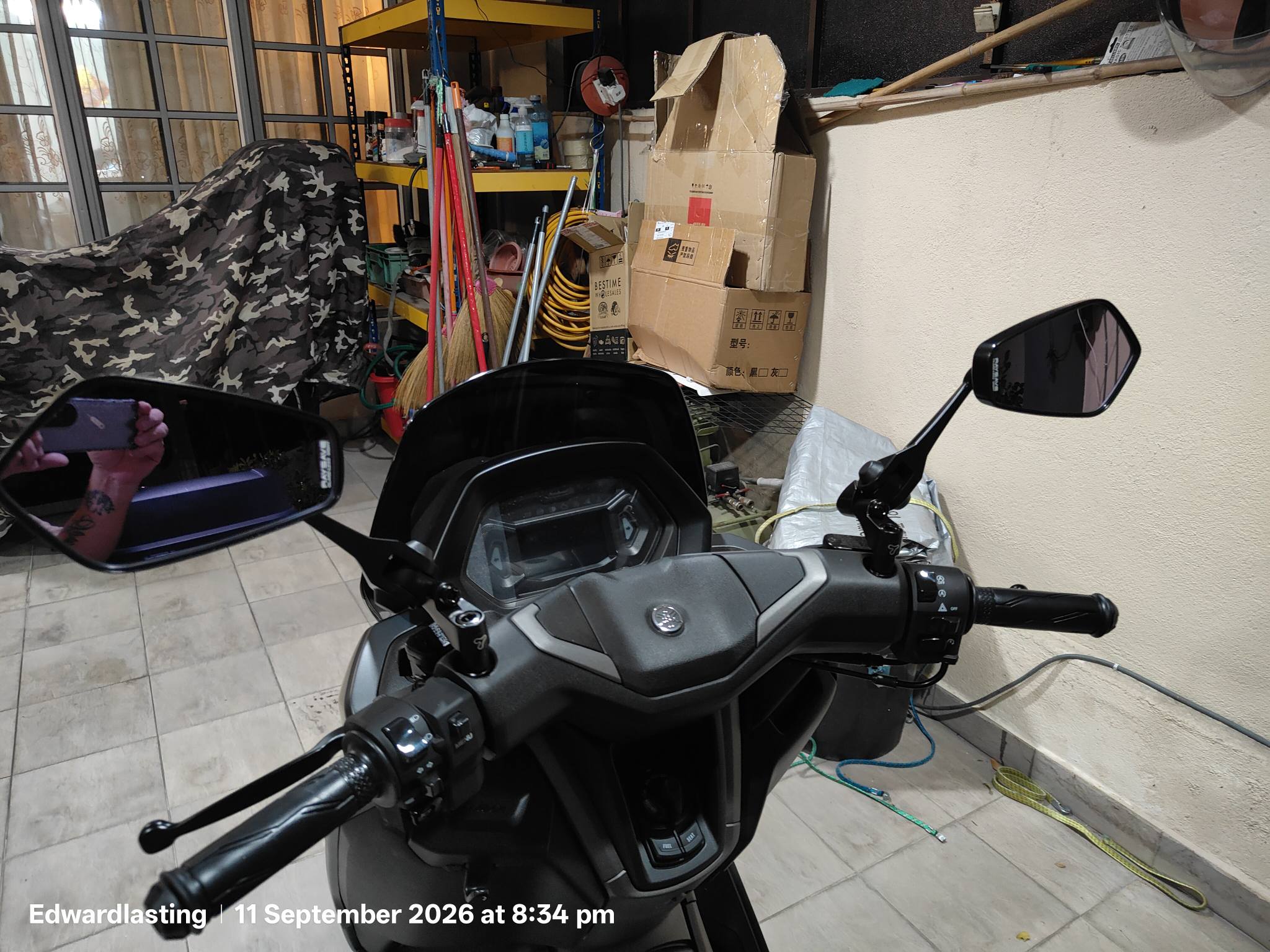 Tanax Napoleon NA-013 Shark Mirror 6 Black motorcycle mirror with