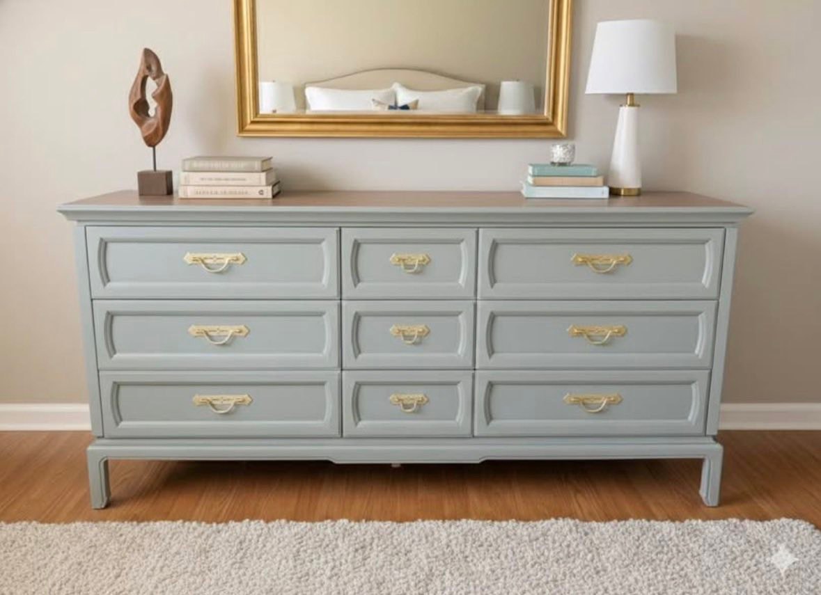 Beautifully refurbished light gray dresser sells quickly