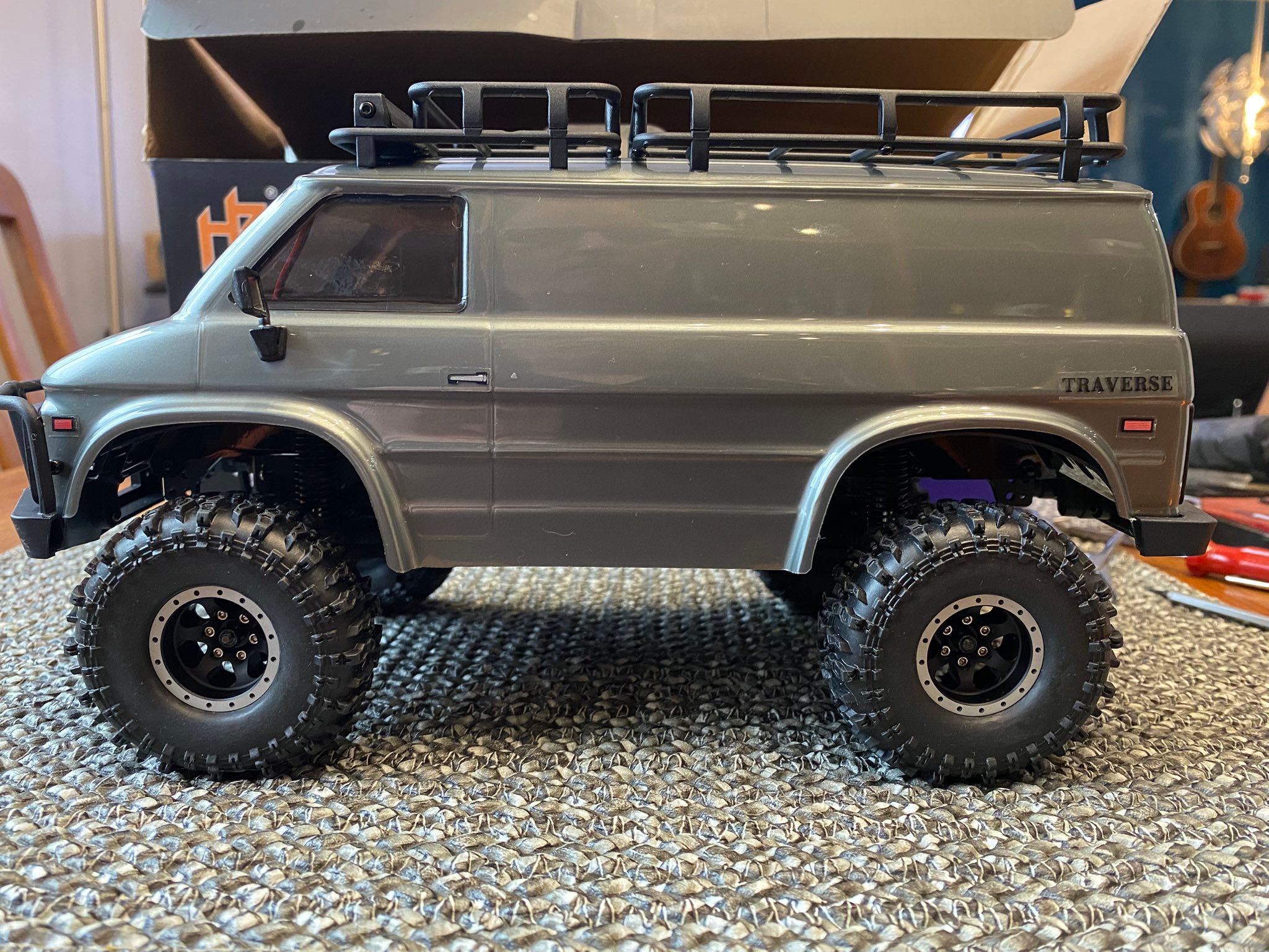 Customized RC Rock van with 62mm tires and 1.0 custom rims