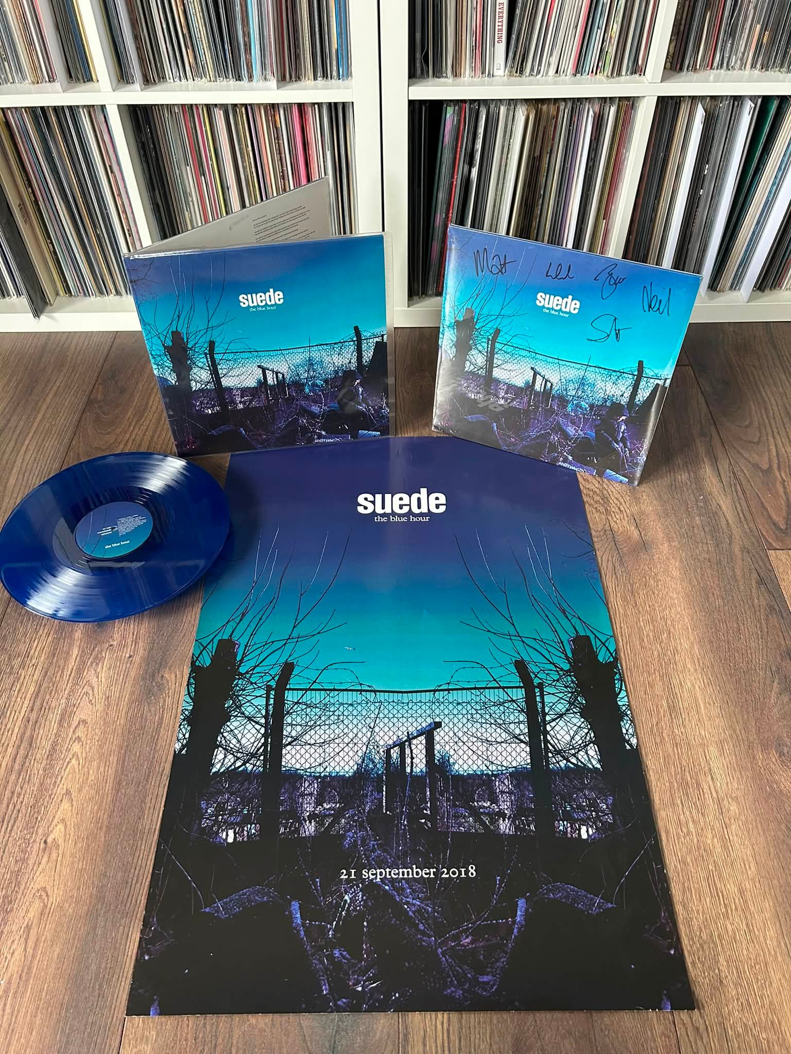 【未開封】Suede The Blue Hour (Deluxe Box)限定版 Suede The Blue Hour signed sealed blue vinyl with store promo poster