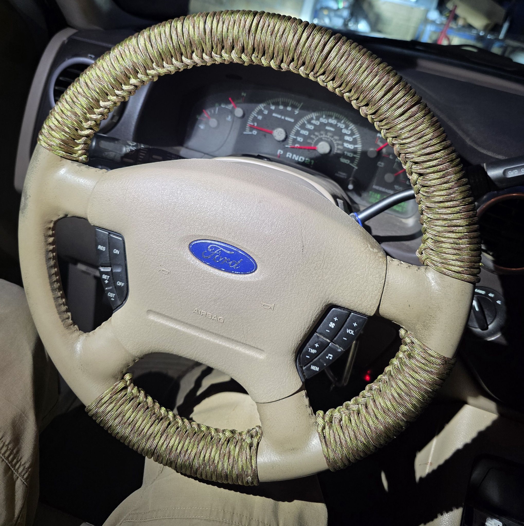 Beige Genuine Leather DIY Steering Wheel Cover For Ford Explorer – Stitch-On With Needle & Thread