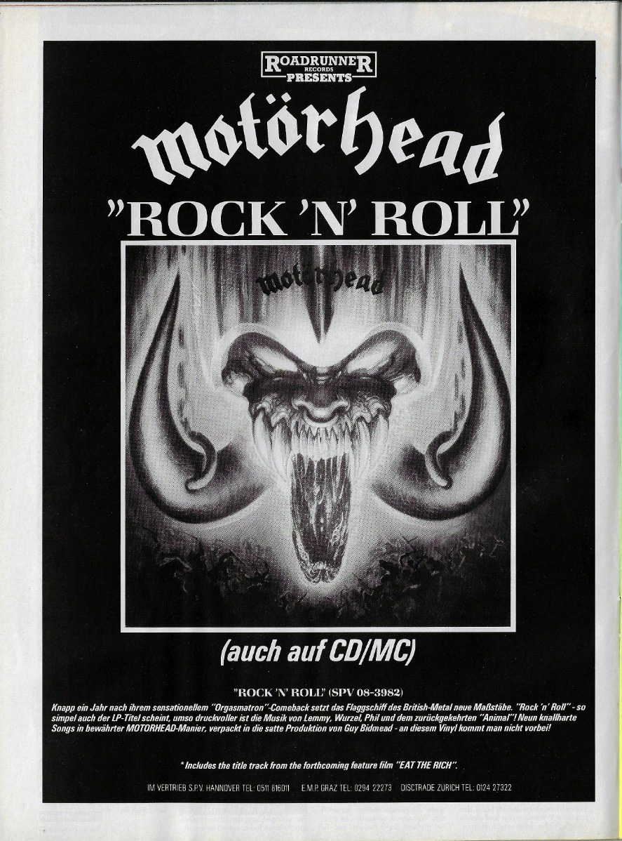 Motörhead rock 'n' roll album September 5 1987