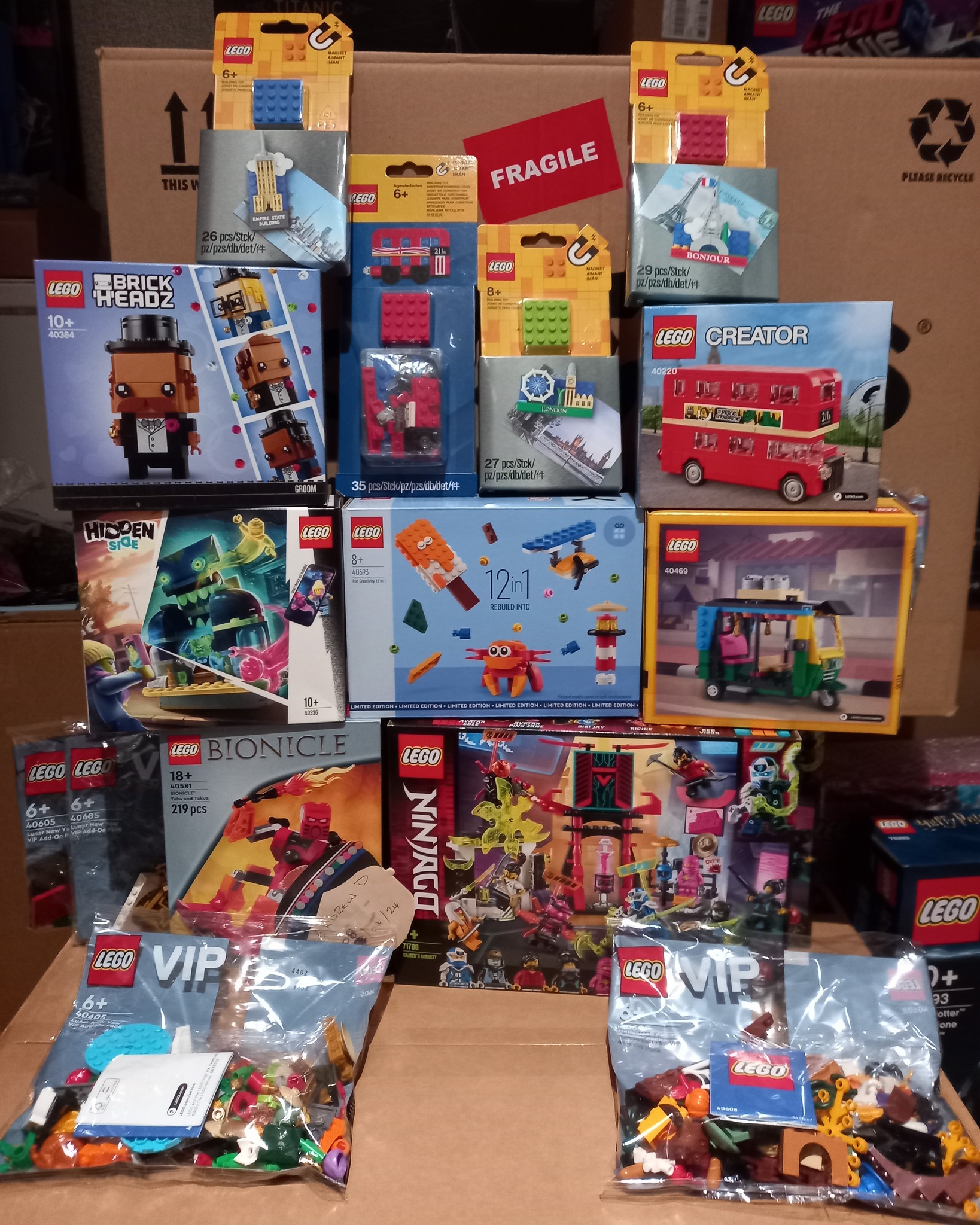 Variety of original Ninjago models with their box and instructions
