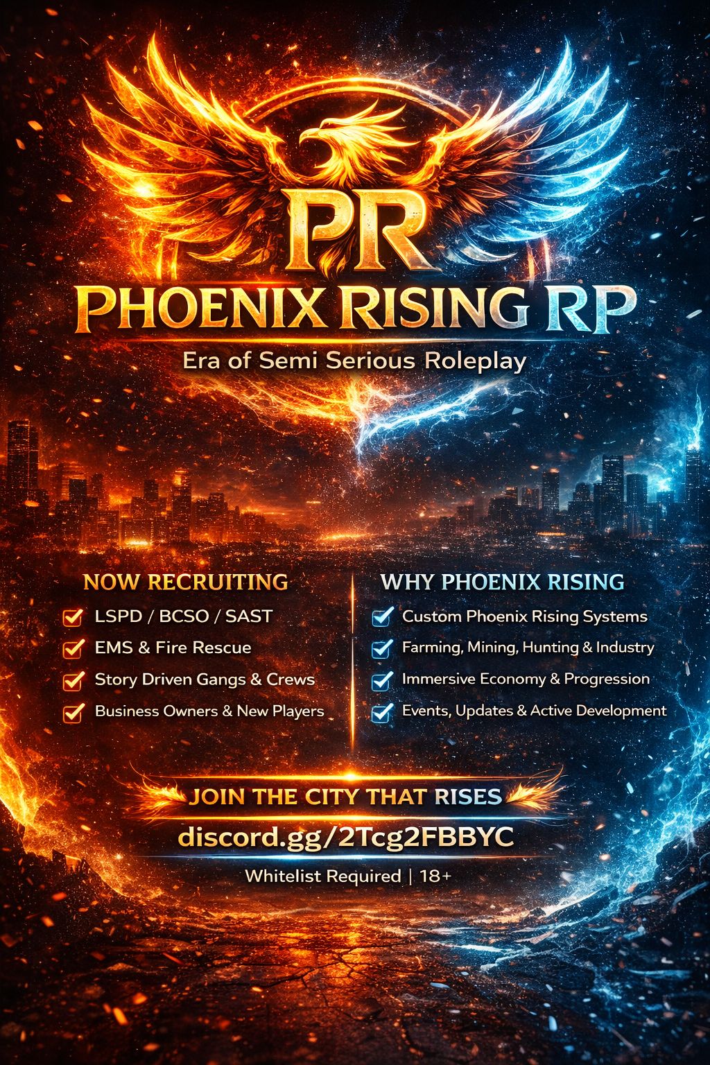 Fivem Server Recruiting 2025 | 🔥 PHOENIX RISING — THE CITY REBORN ...