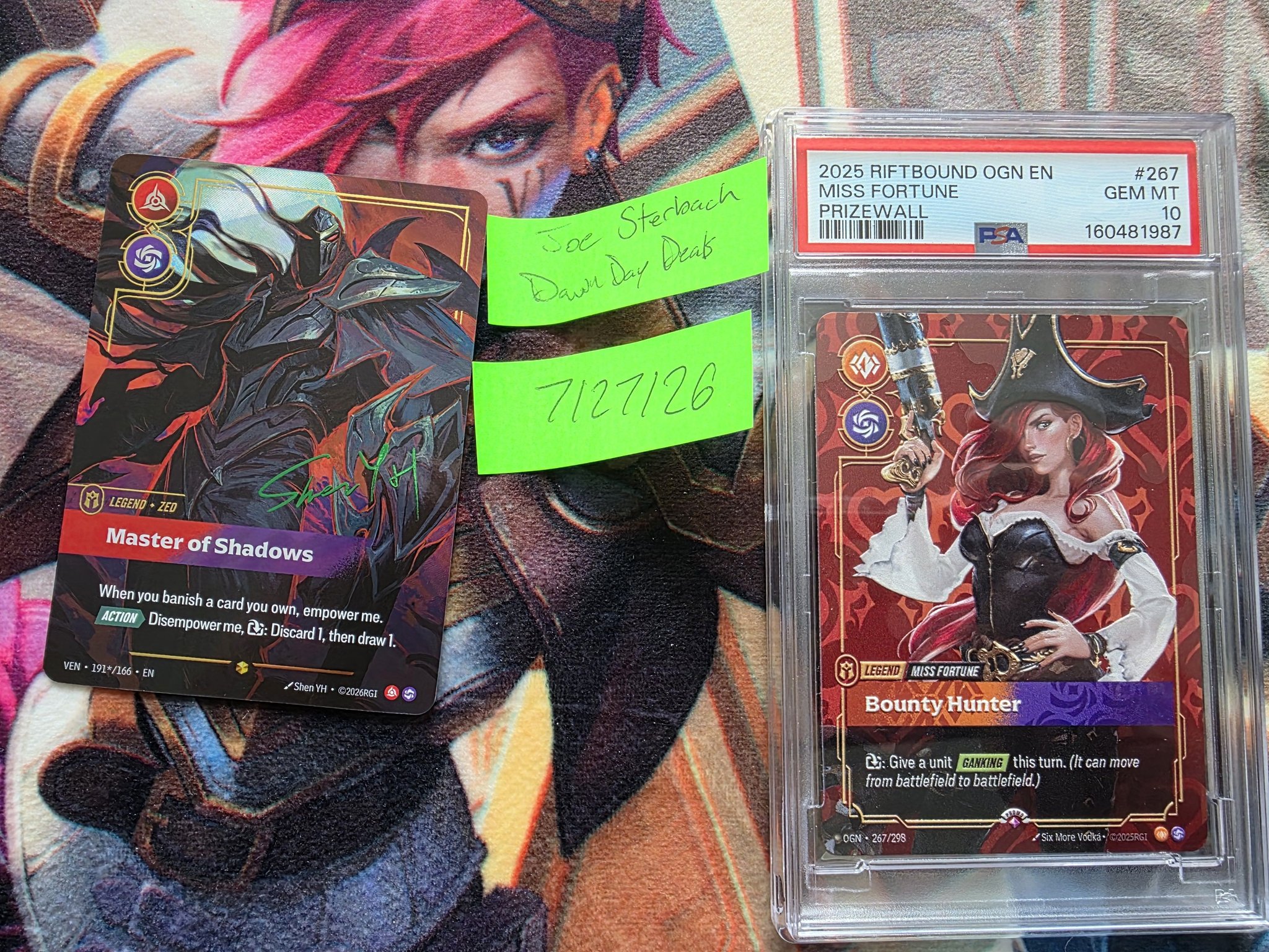 Zed Signature Overnumber and Miss Fortune Prizewall PSA 10 for