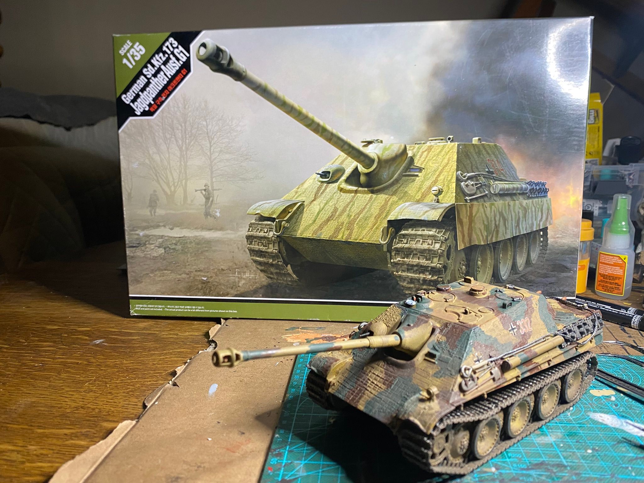 Completed 1/35 scale Jagdpanther model with zimmerit