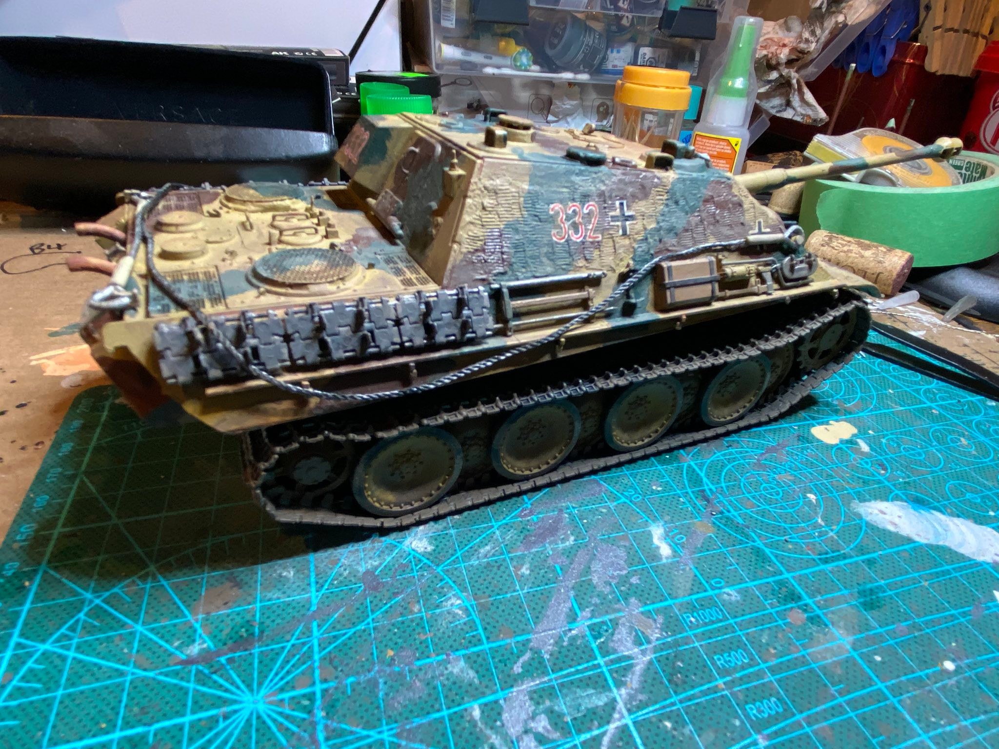 Completed 1/35 scale Jagdpanther model with zimmerit