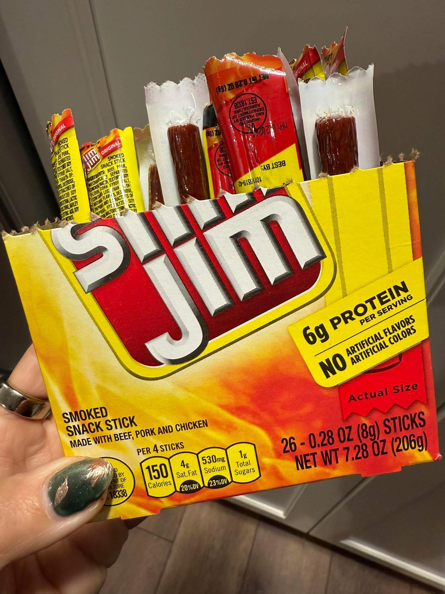 Slim Jim Smoked Meat Sticks – Mild Flavor, 6g Protein, 0.28oz Snack Pack Of 14