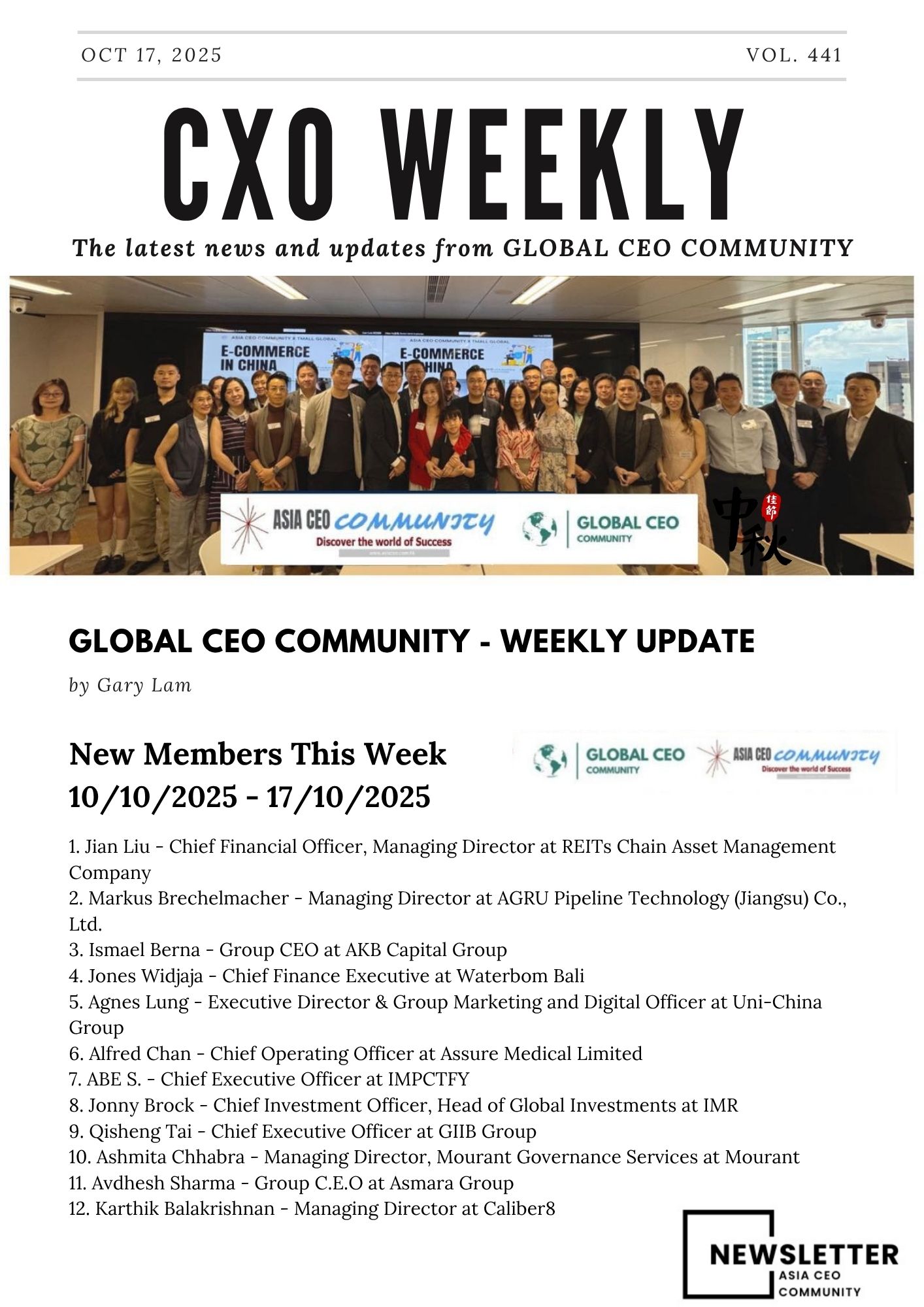 ASIA CEO COMMUNITY | **WEEKLY NEWSLETTER 10-10-2025 to 17-10-2025 ...