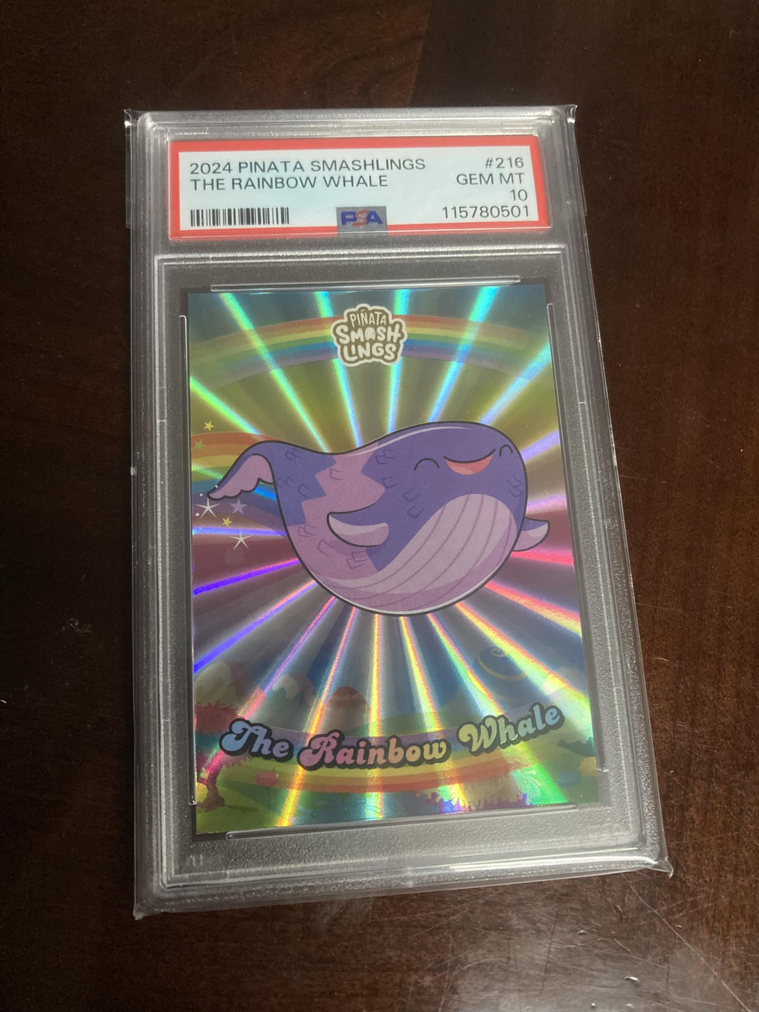 Son pulls Gem Mint 10 Rainbow Whale from 2024 Pinata pack