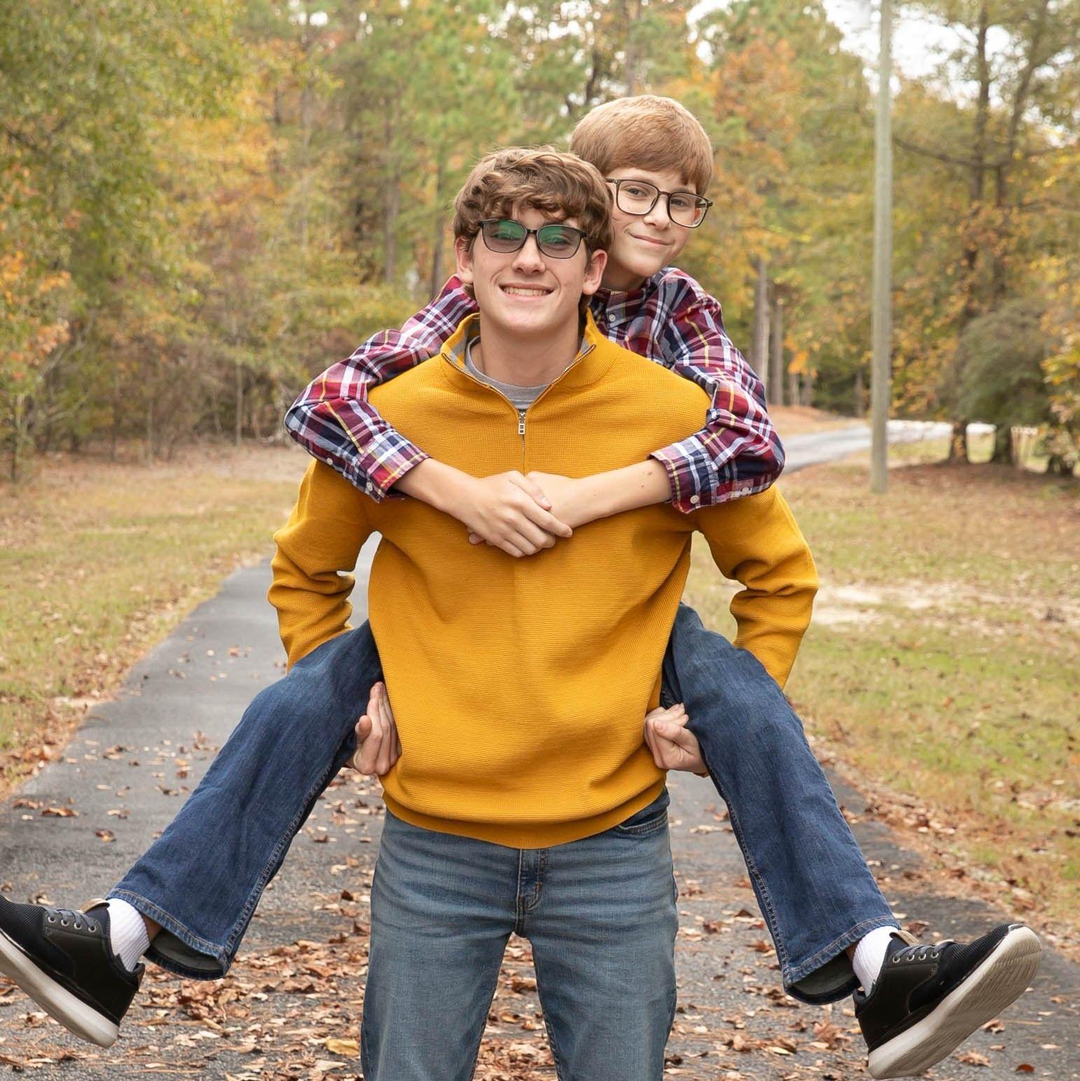 Jackson and Hunter raced around the track...Scott gave Jackson a head ...