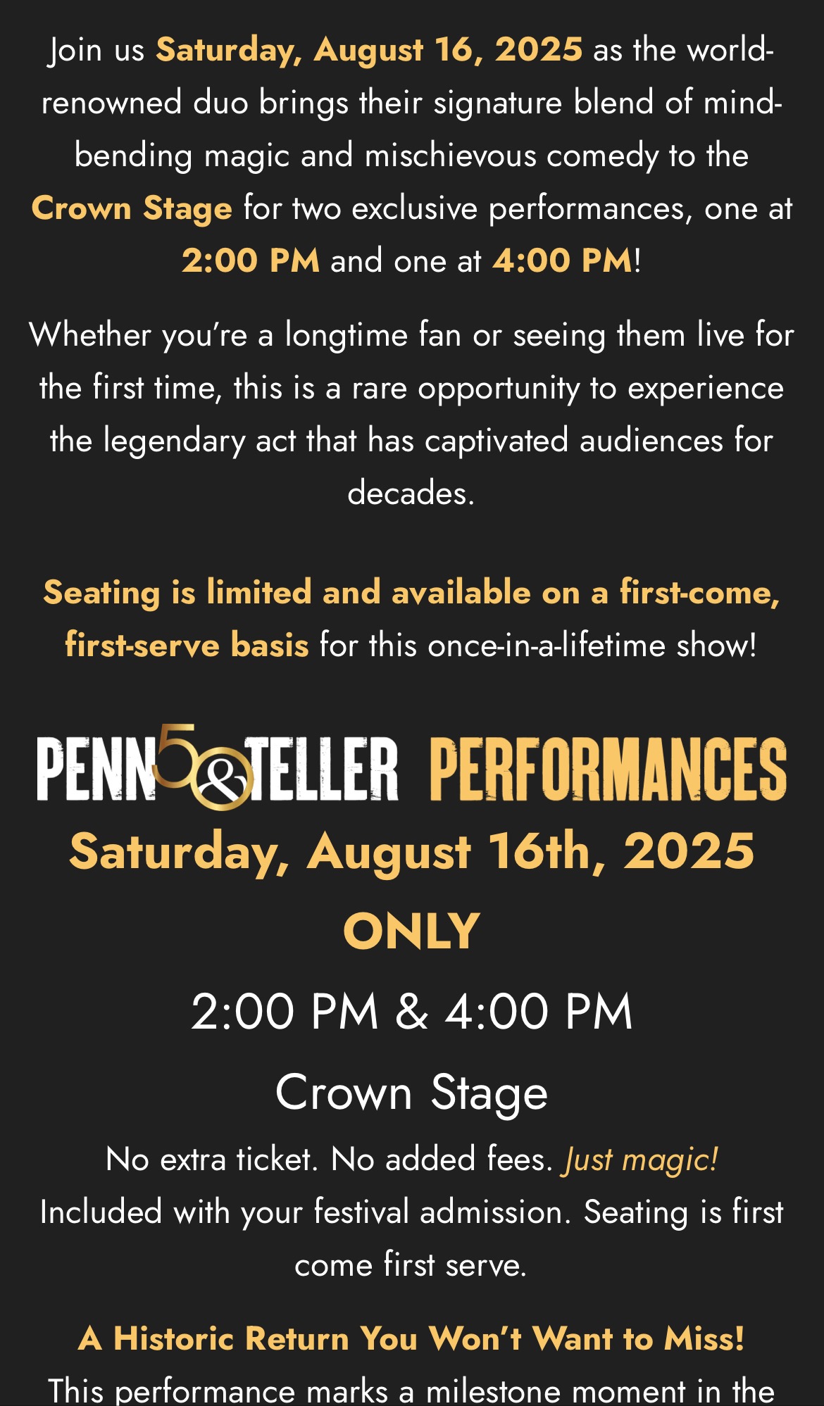 Minnesota Renaissance Festival | PENN AND TELLER UPDATE | Facebook