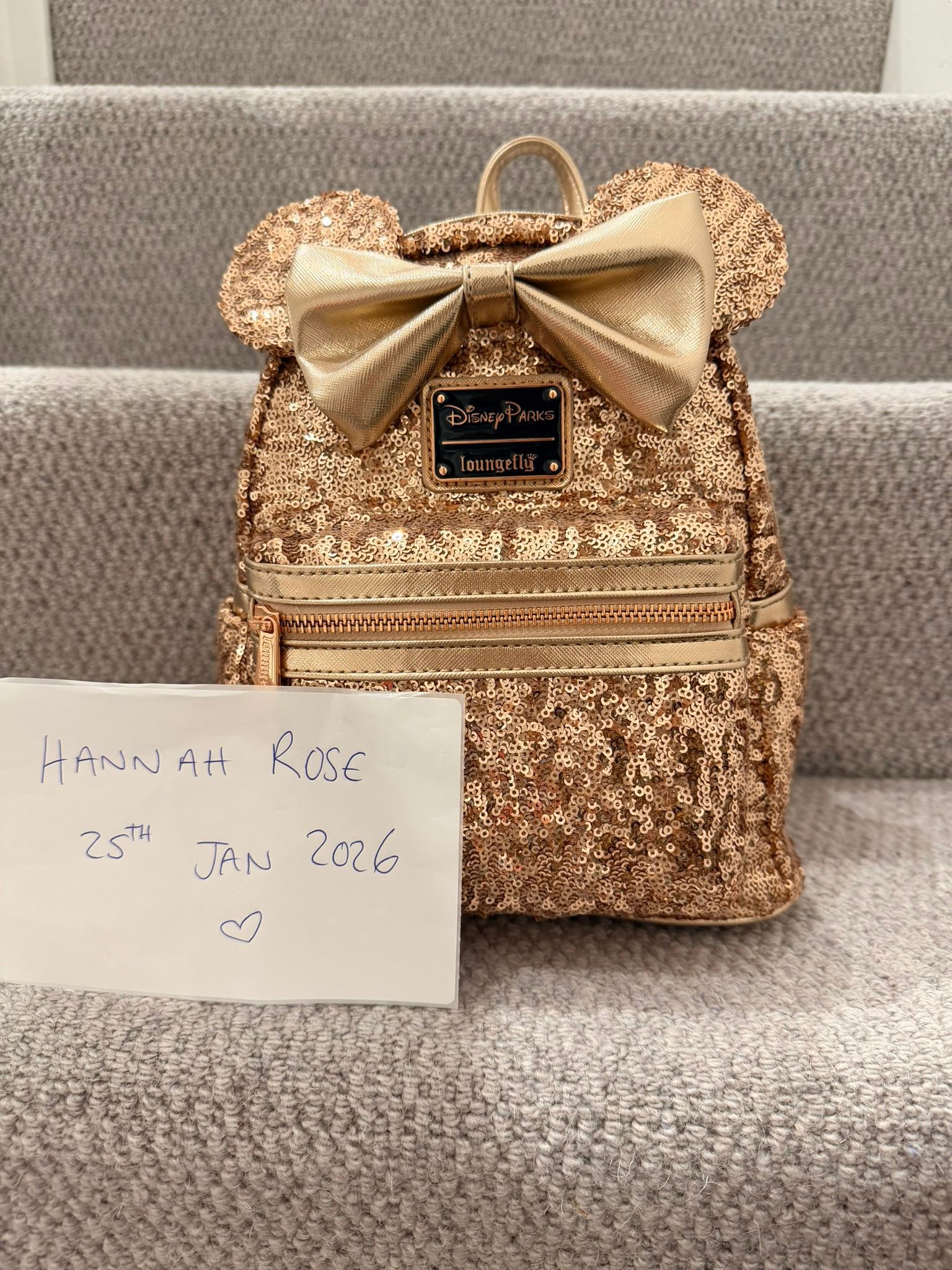 disney loungefly mini backpack rose gold and studded details SIDE BY SIDE Loungefly Rosegold