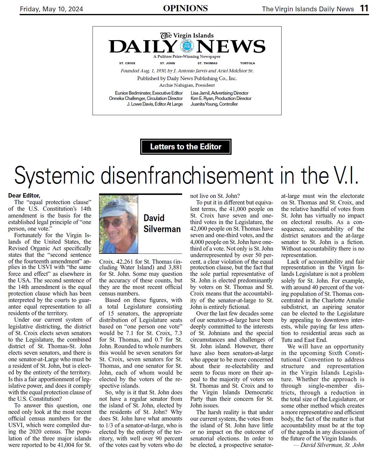 David Silverman - Accountability in the USVI Legislature... | Facebook