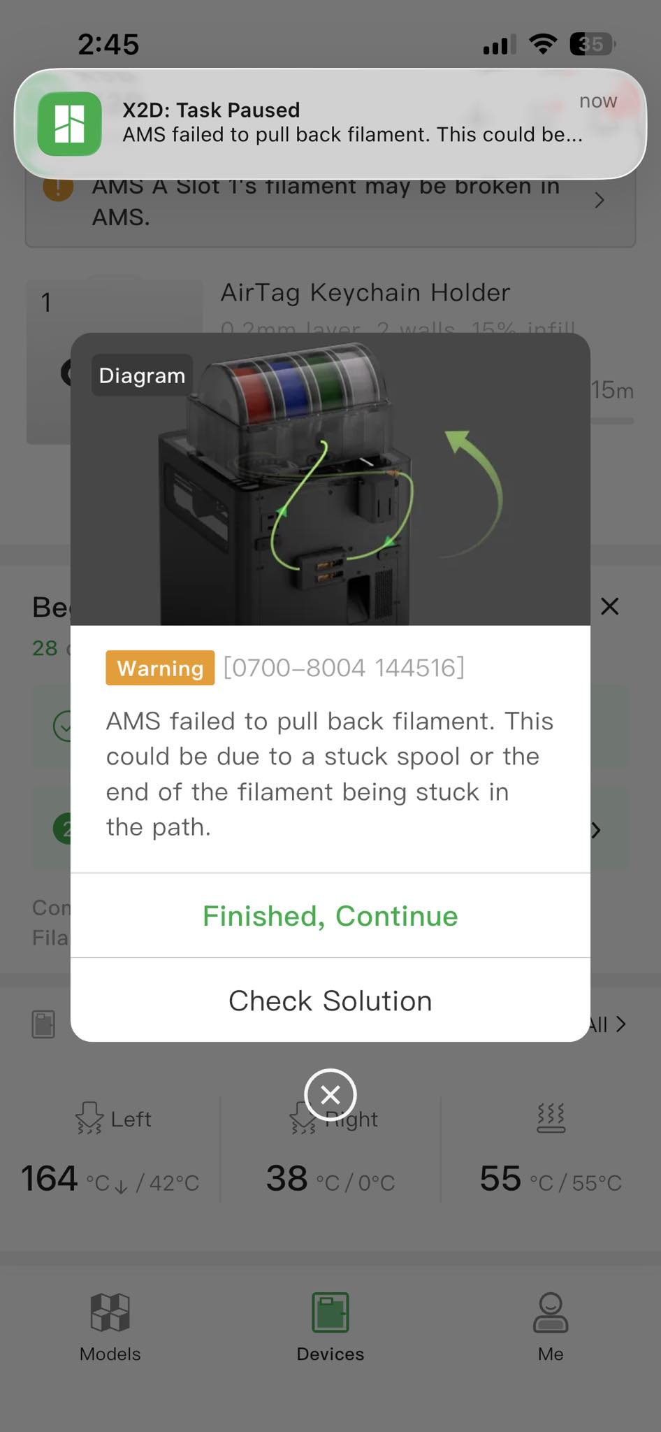 Bambu Lab X2D AMS2PRO filament information read error