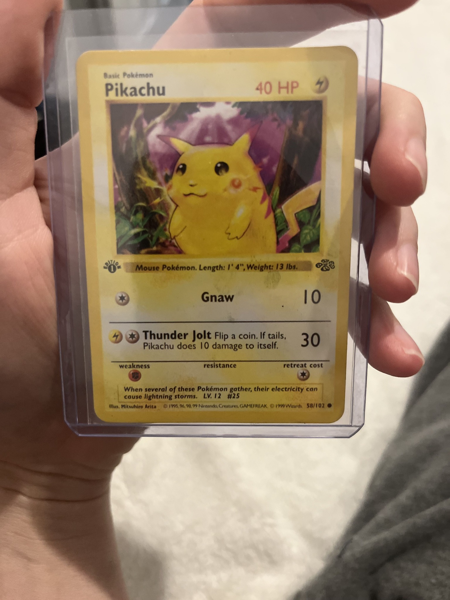 pikachu pokemon card 1st edition - (60) - Jungle Colorless Tail Whap (20) Weakness Fighting ×2 What is this 1st edition