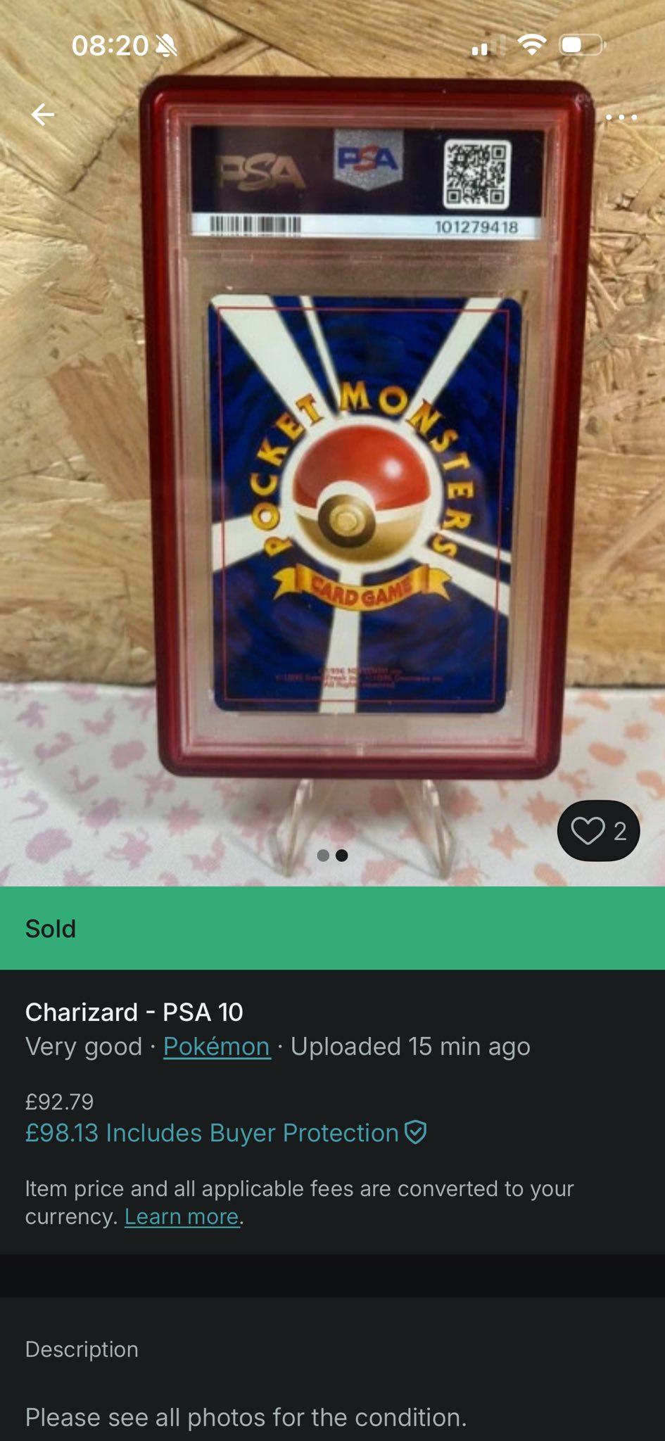 Surely a fake? lol 08：20年 1999 M JAPANESE CHARIZARD-HOLO