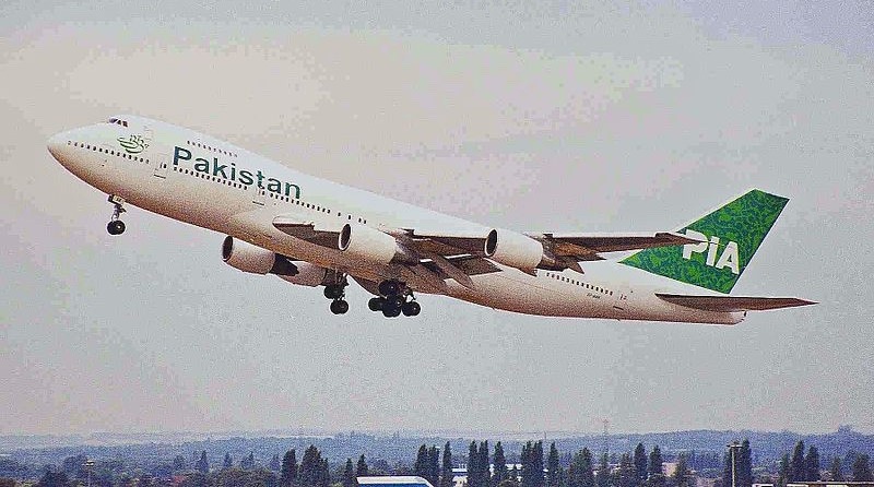 A Pakistan International Boeing 747-200B. Wearing the colourful