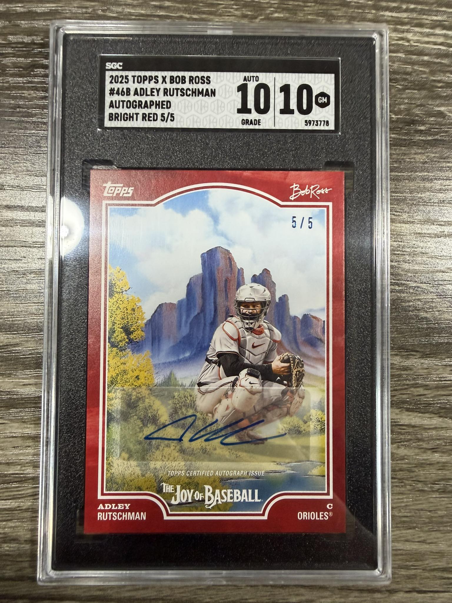 Adley Rutschman 5/5 graded Topps 2025 Bob Ross card