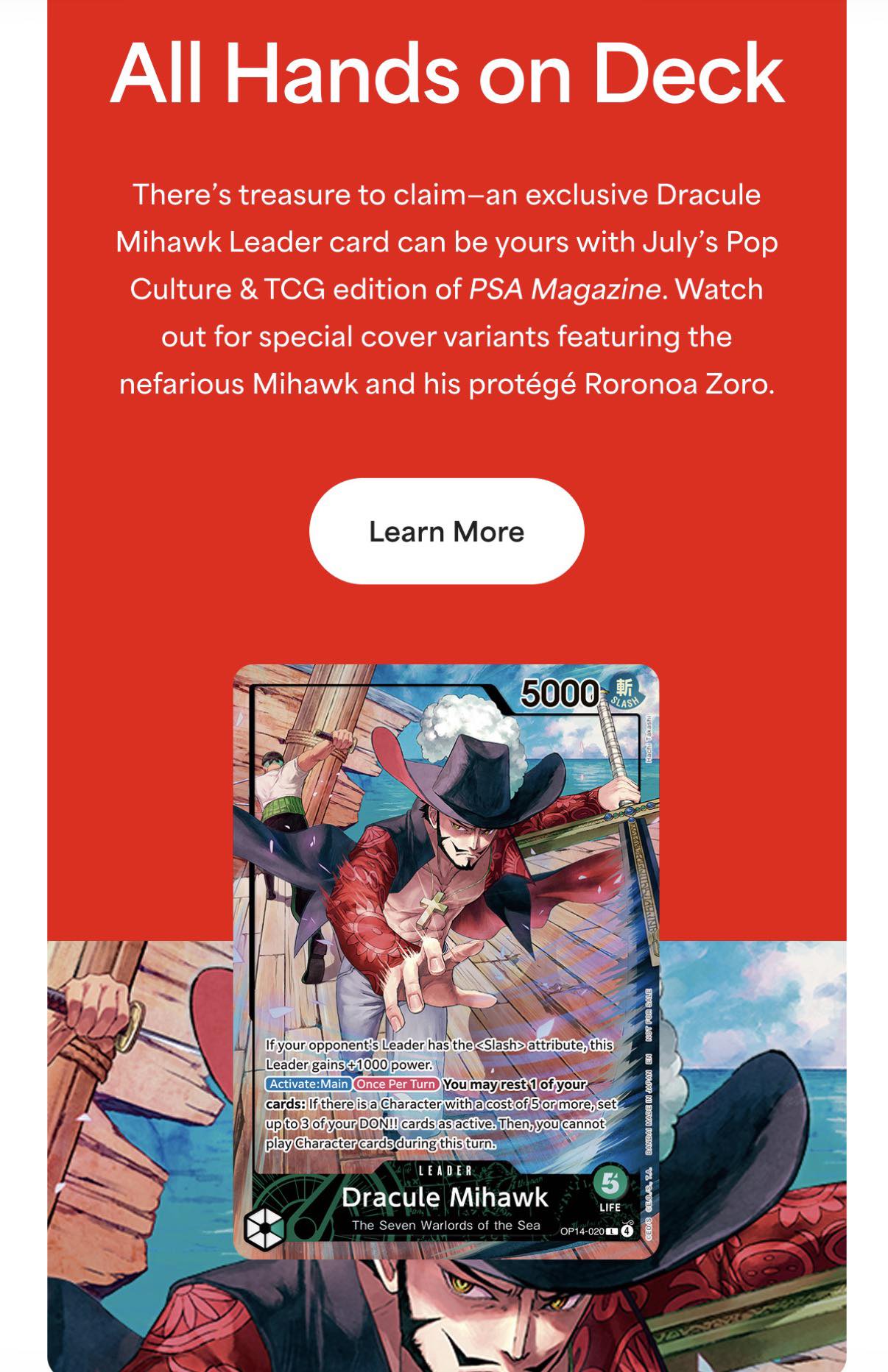 PSA magazine promo for July 🤩🤩 #onepiece #tcg #psa
